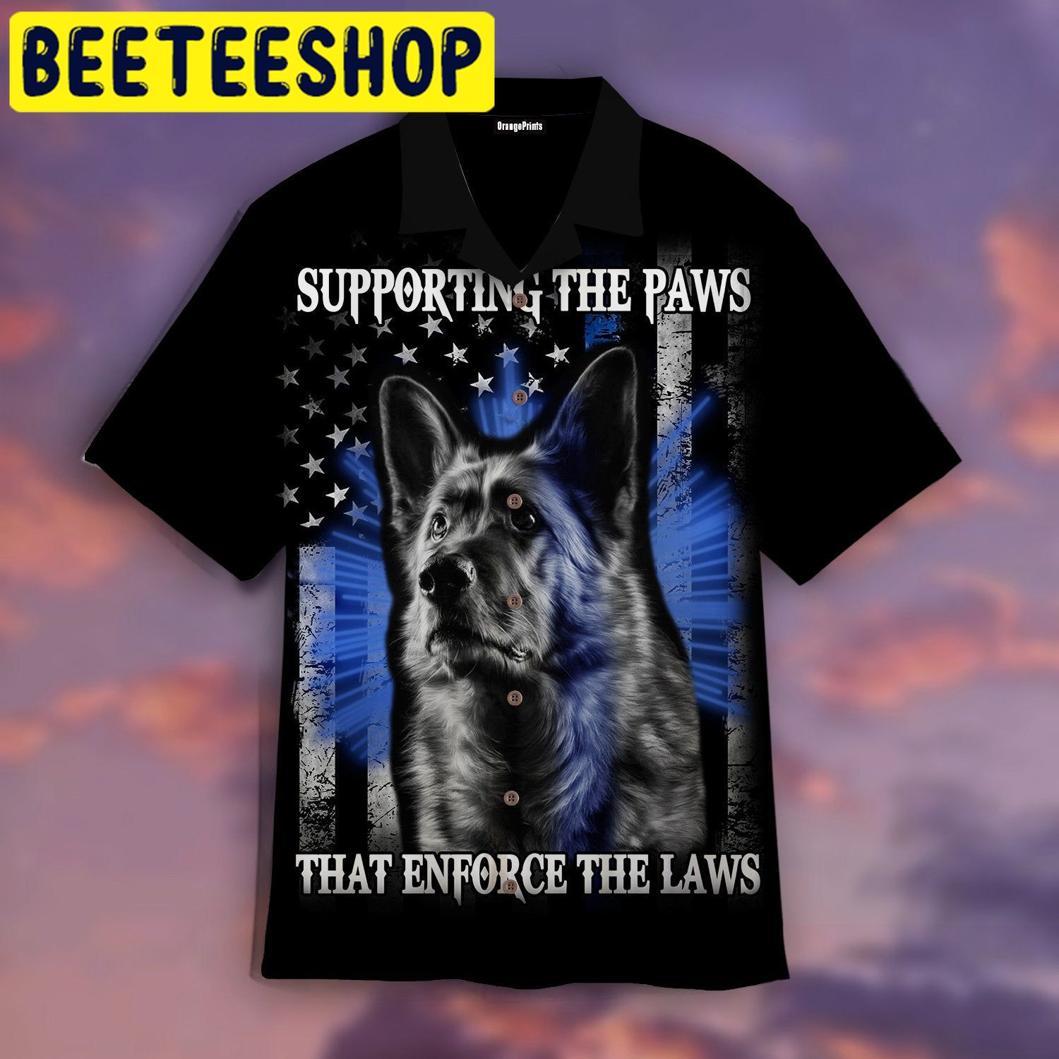 Supporting the Paws That Enforce the Laws German Shepherd Hawaiian Shirt