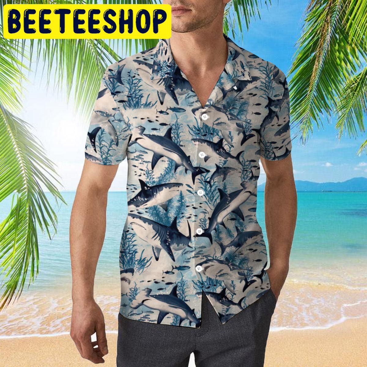 Swimming Shark Hawaiian Shirt - Beeteeshop