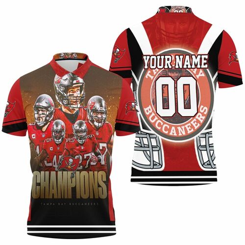 Tampa Bay Buccaneers 2021 Super Bowl Champions Red Personalized 3D All Over Print Polo Shirt