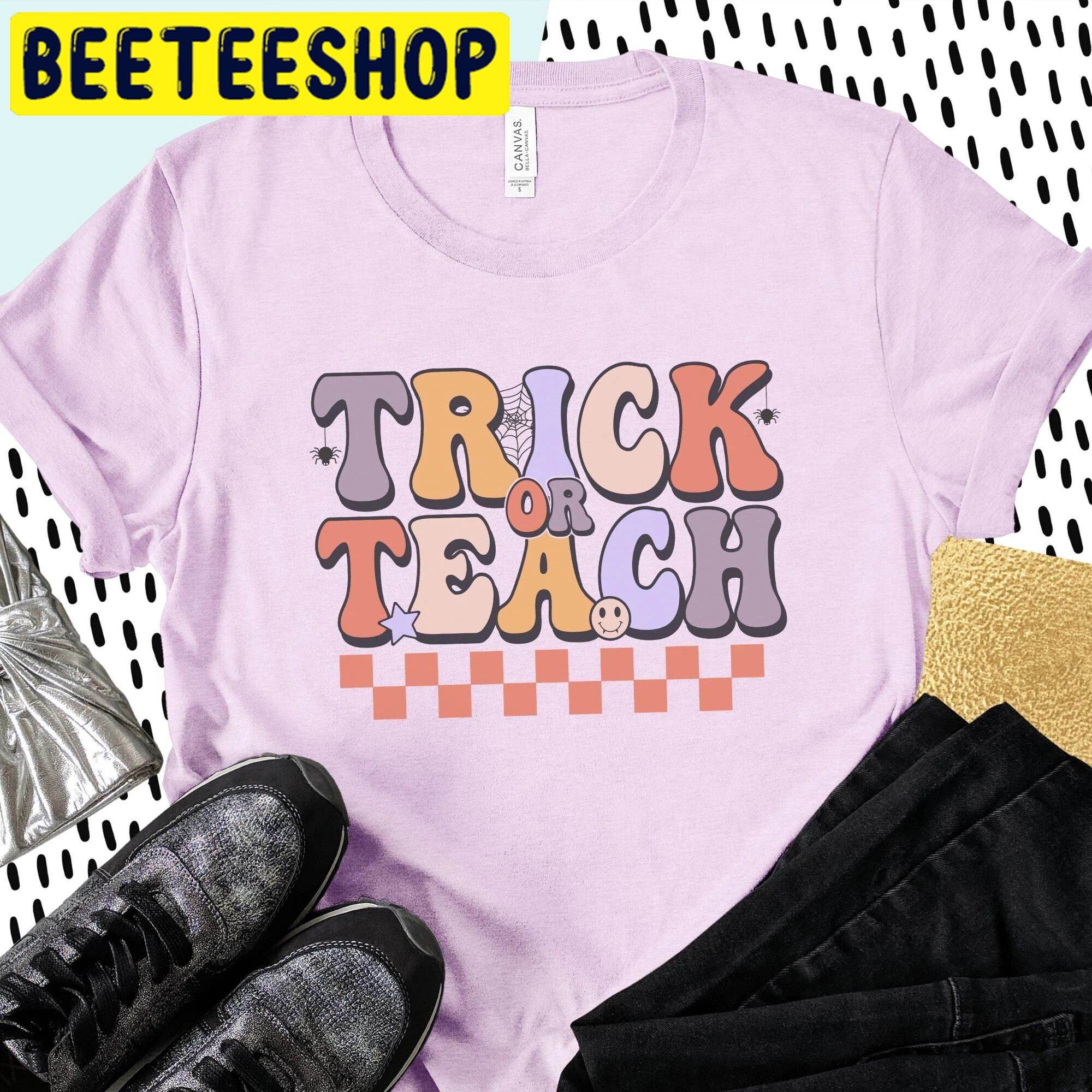 Teacher Halloween Shirt Trick Or Teach Shirt Retro Trending Unisex Shirt