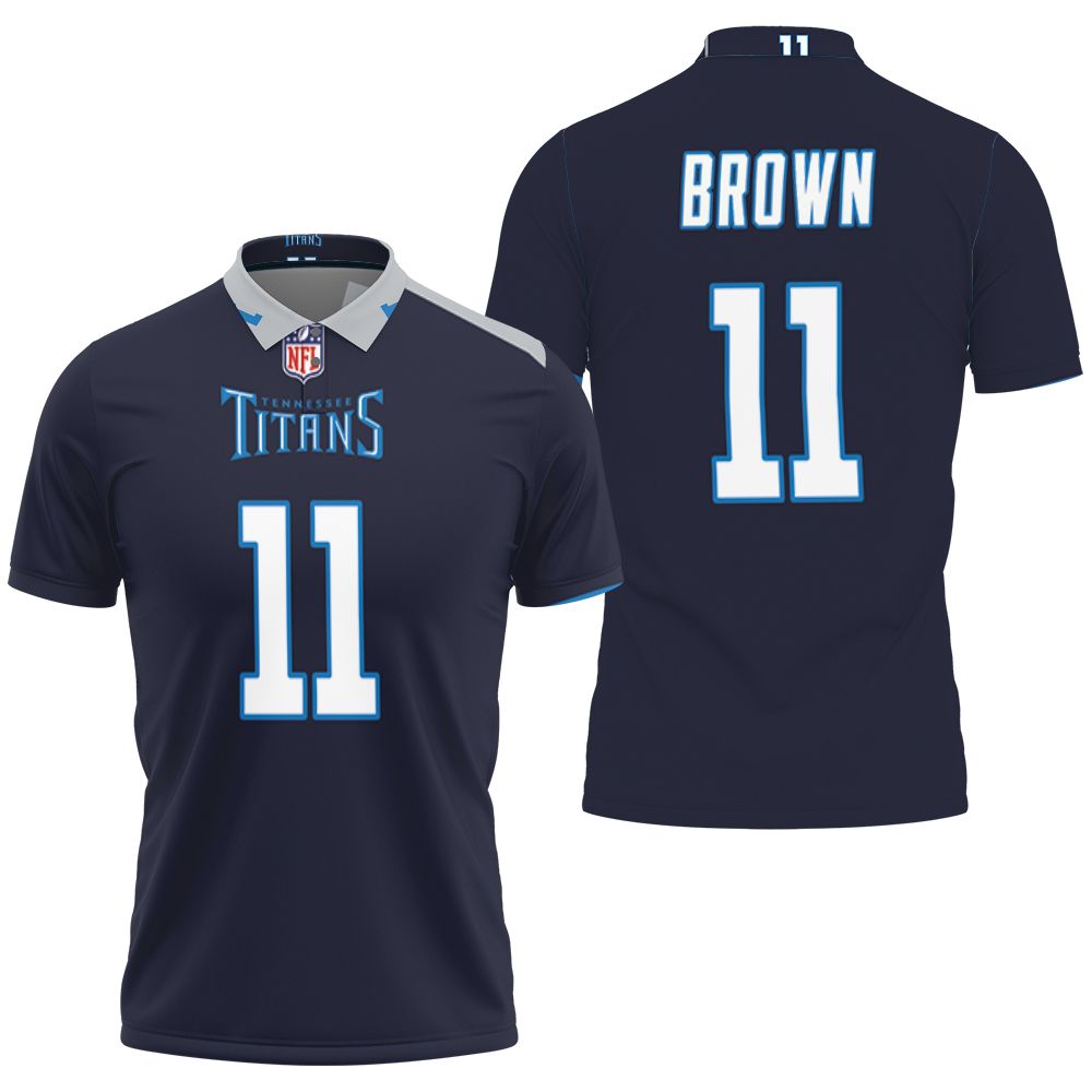 Tennessee Titans A J Brown #1 Nfl New Game Navy 2019 3D All Over Print Polo Shirt