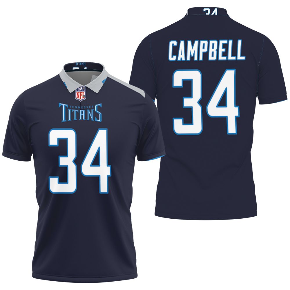 Tennessee Titans Earl Campbell #34 Great Player Nfl American Football Team New Game Navy 2019 Polo Shirt