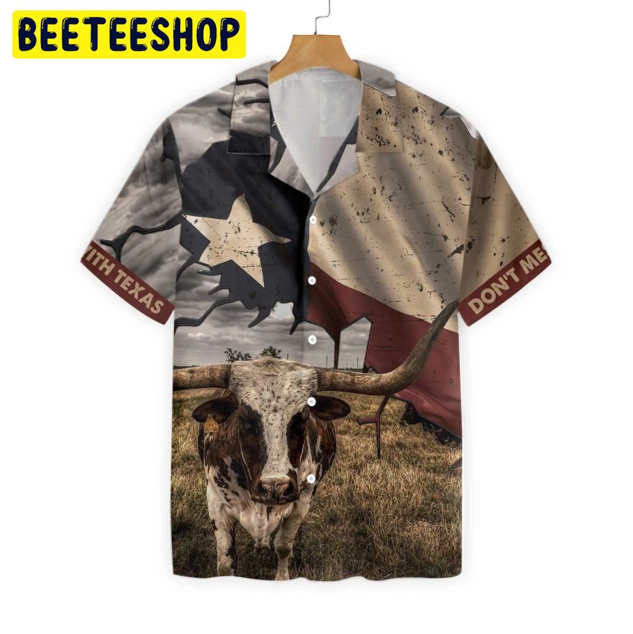 Texas Longhorn With Flag Trending Hawaiian Shirt