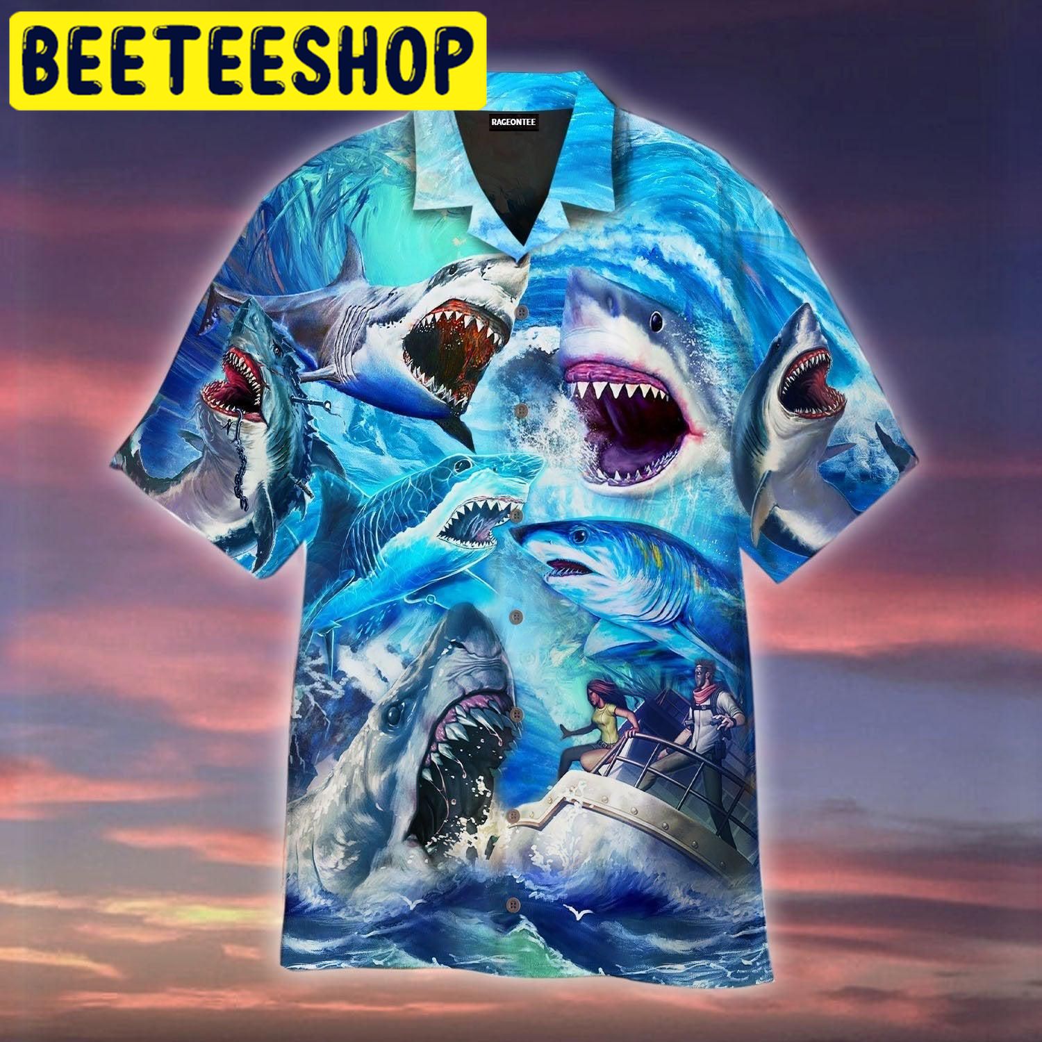 The Meg Shark Is Attacking Prey Hawaiian Shirt