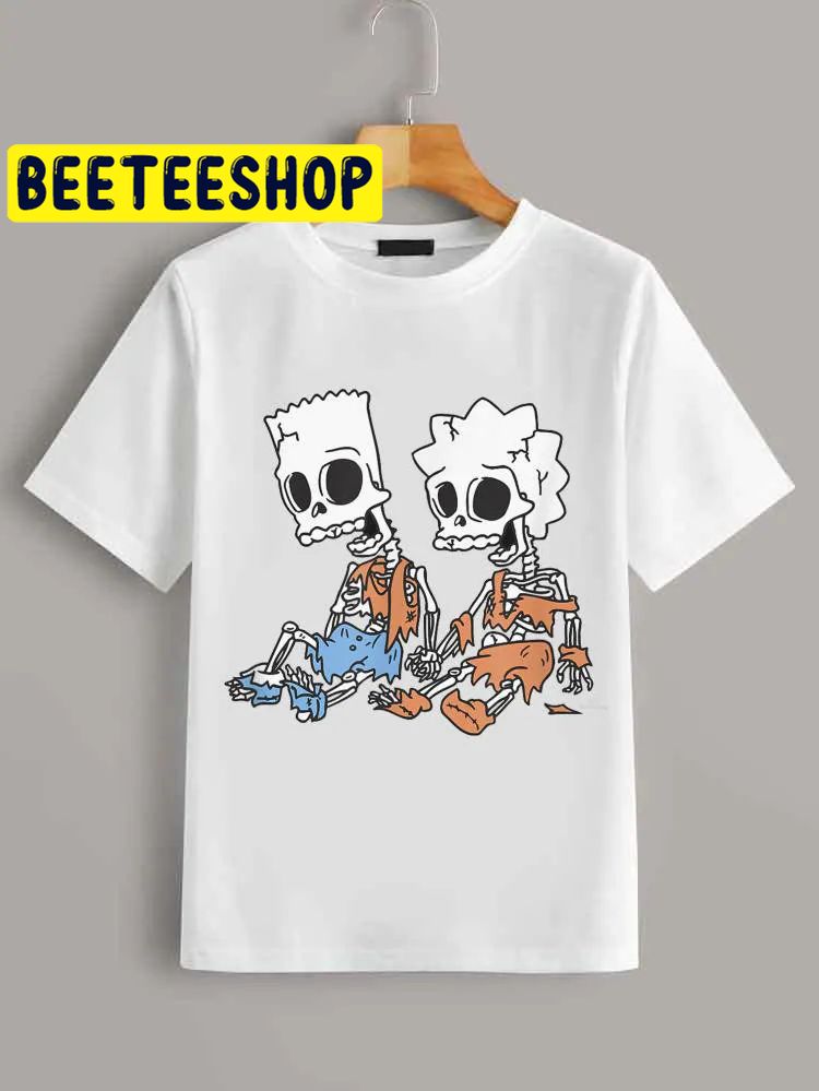 The Simpsons Bart And Lisa Skeletons Trending Unisex Shirt