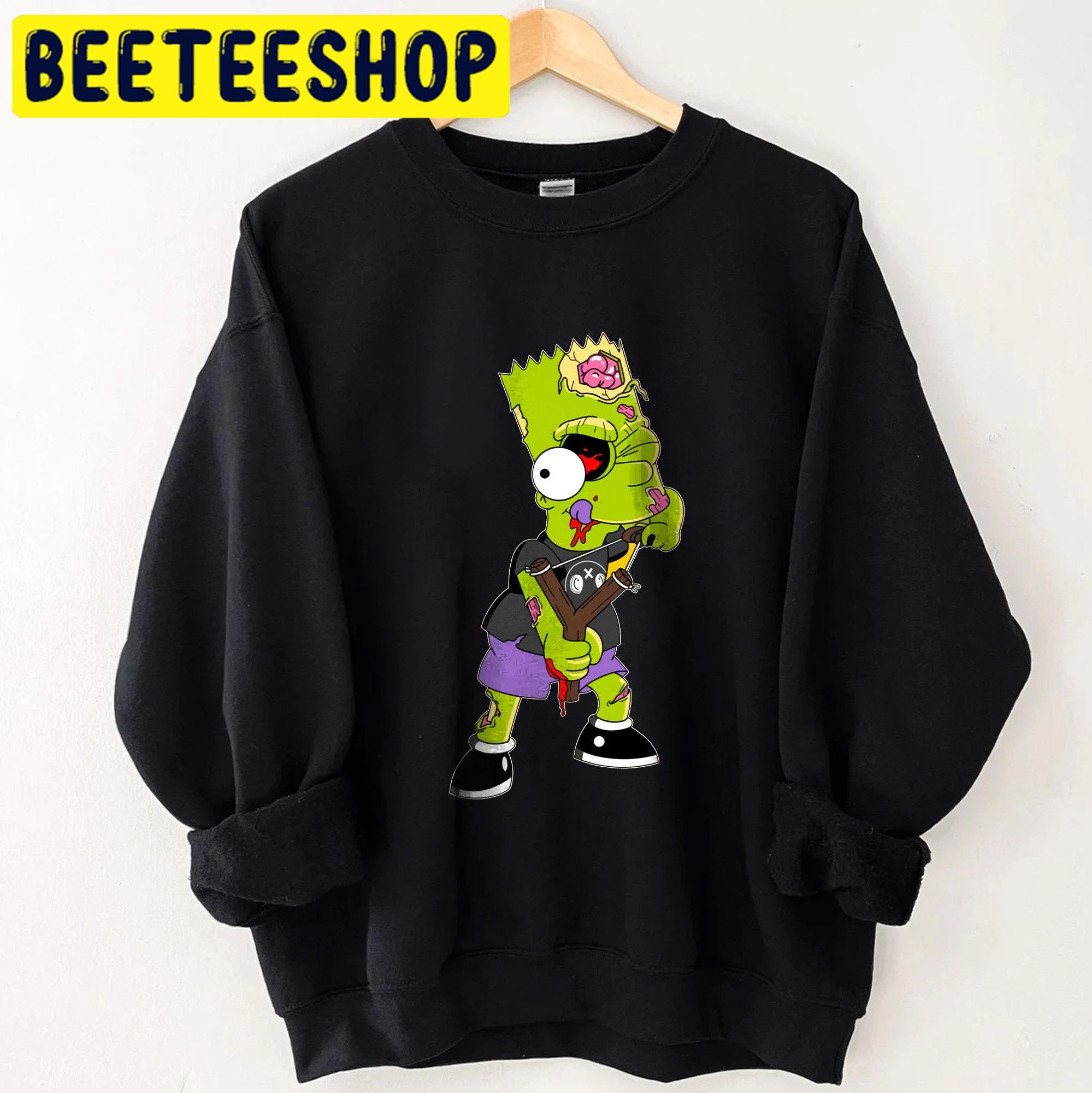 The Simpsons Treehouse Of Horror Bart Zombie Slingshot Head Halloween Trending Unisex Shirt