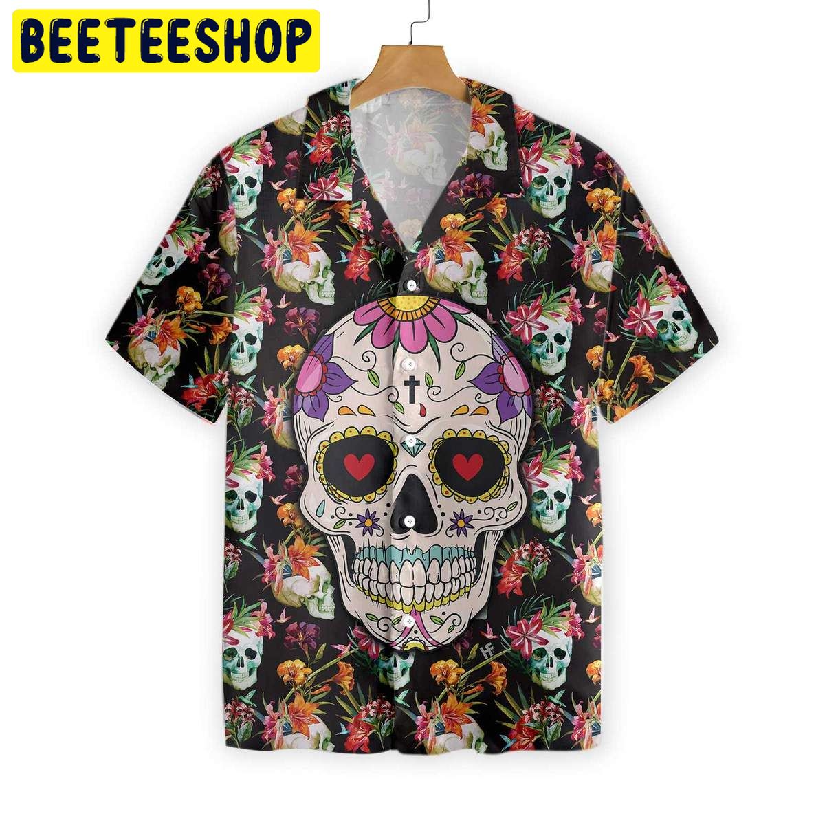 The Tropical Floral Skull Trending Hawaiian Shirt