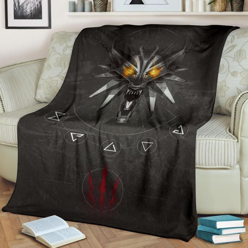 The Witcher Emblem Fleece Blanket Throw Blanket