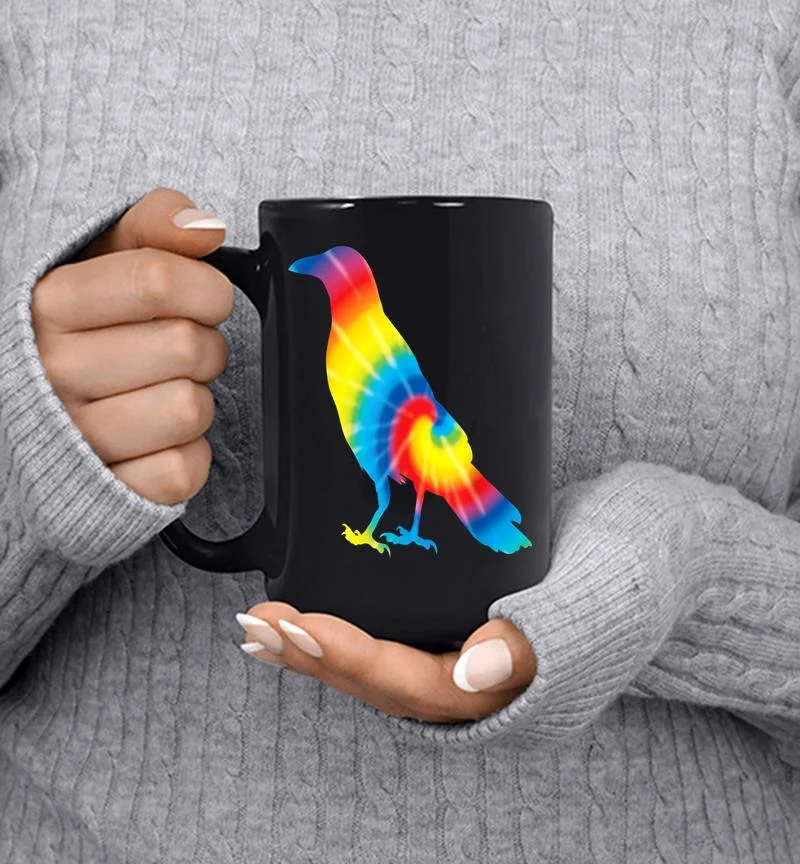 Tie Dye Magpie Rainbow Print Bird Animal Hippie Peace Mug