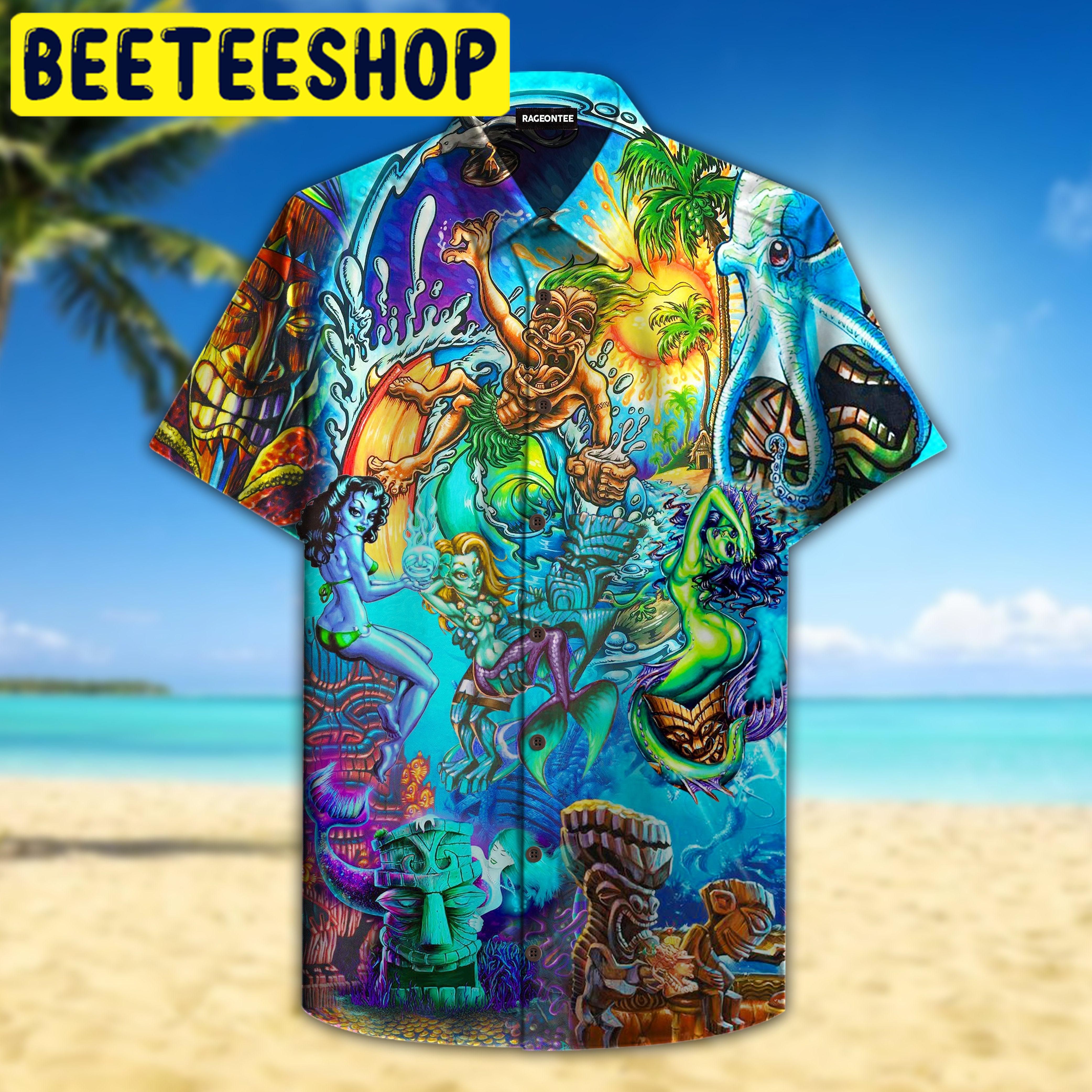 Tiki And Mermaid Island Hawaiian Shirt - Beeteeshop