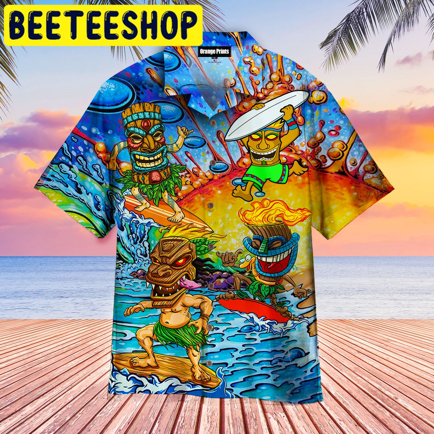 Tiki Hawaii Surfing Hawaiian Shirt - Beeteeshop