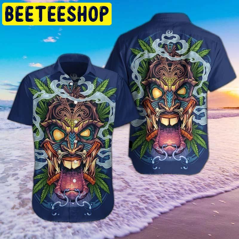 Tiki Head Hawaiians Navy Awesome Design Hawaiian Shirt