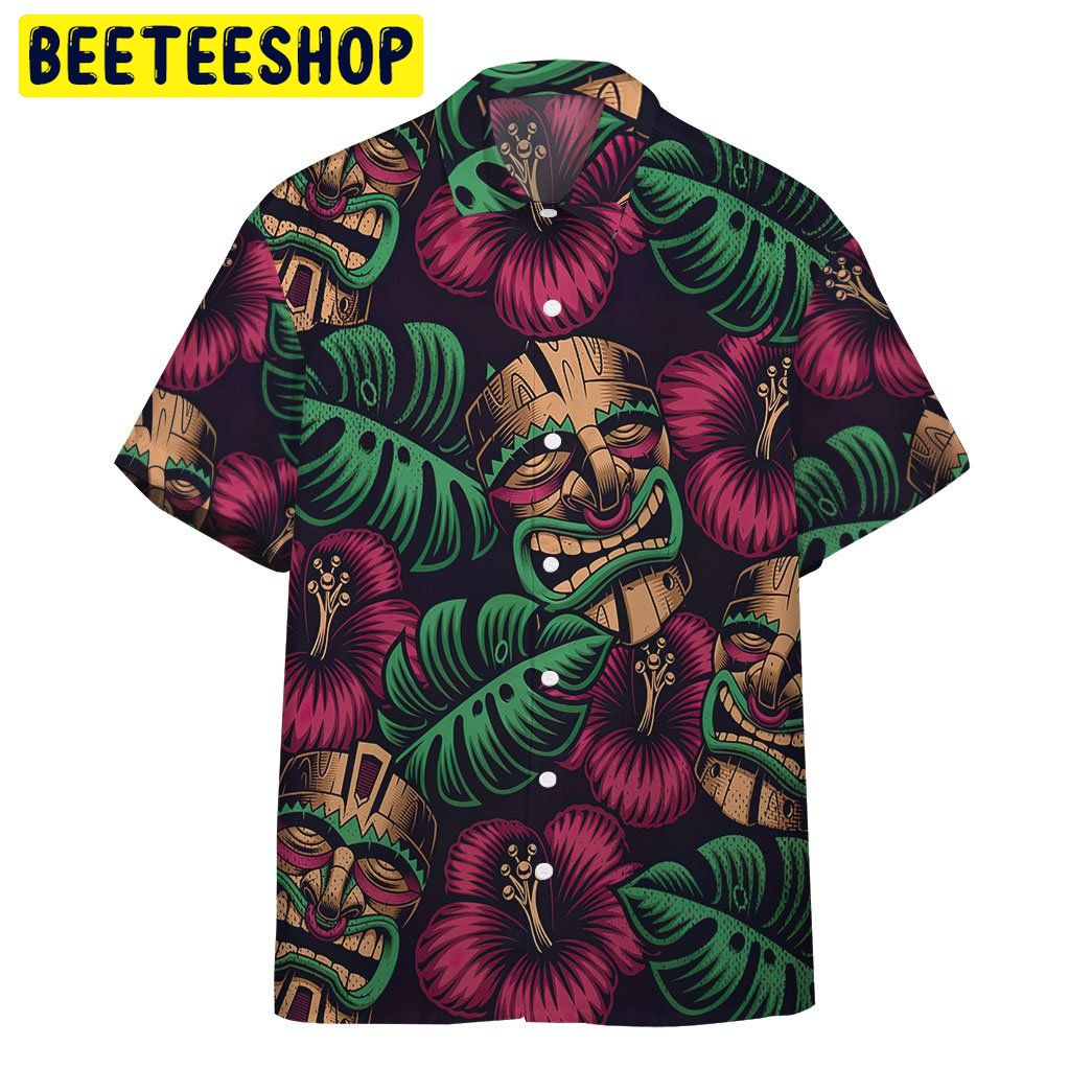 Tiki Mask 3d Design Trending Hawaiian Shirt