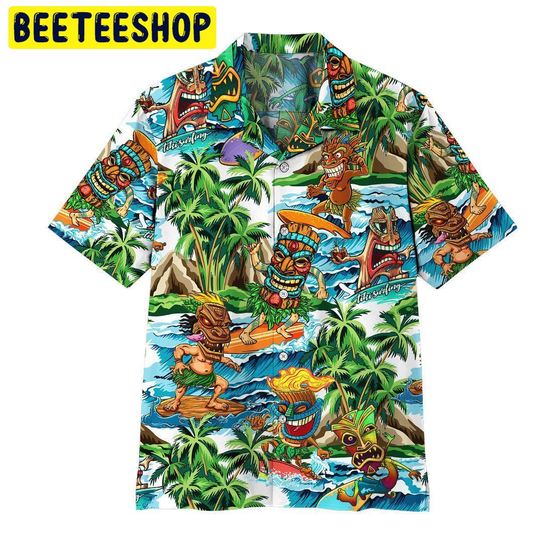 Tiki Tiki Surfing Combo Trending Hawaiian Shirt