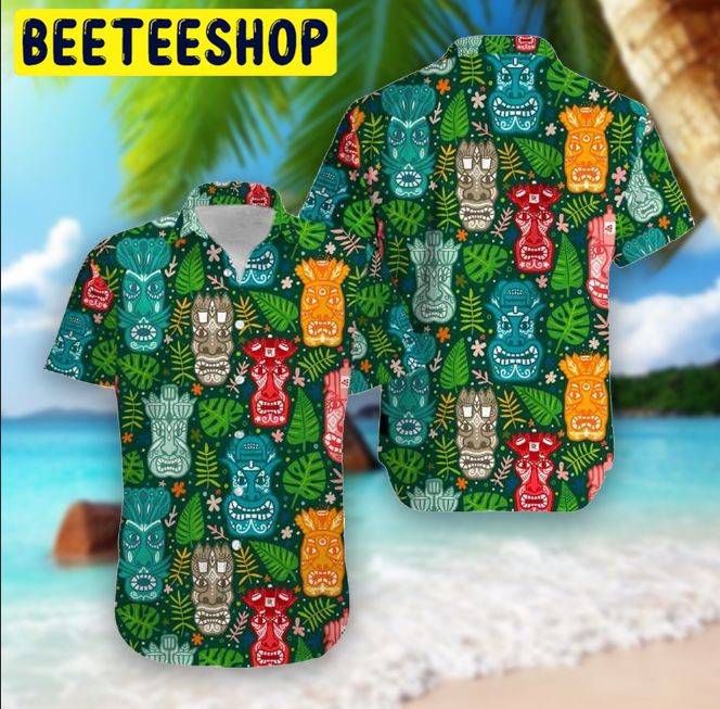 Tiki Tropical Green Aloha Hawaiian Shirt