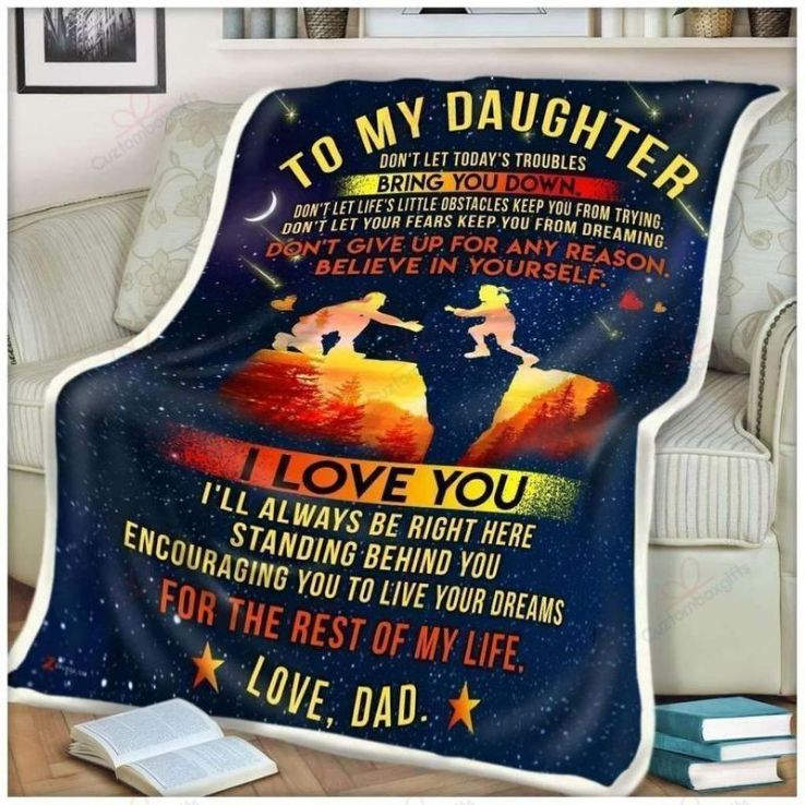 To My Daughter I Love You Dad To Daughter Comfy Sofa Throw Blanket