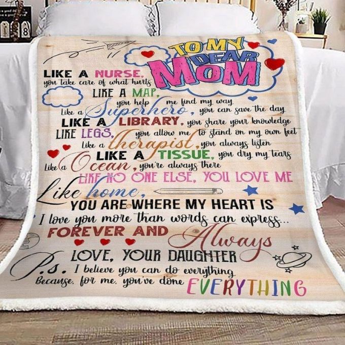 To My Dear Mom Love Your Daughter Comfy Sofa Throw Blanket