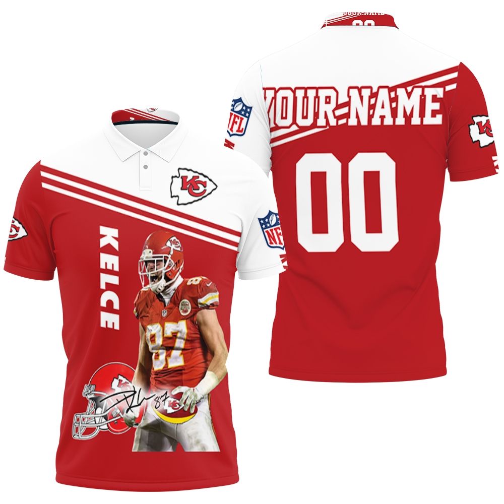 Travis Kelce Kansas City Chiefs 3d Signature Personalized 3D All Over Print Polo Shirt