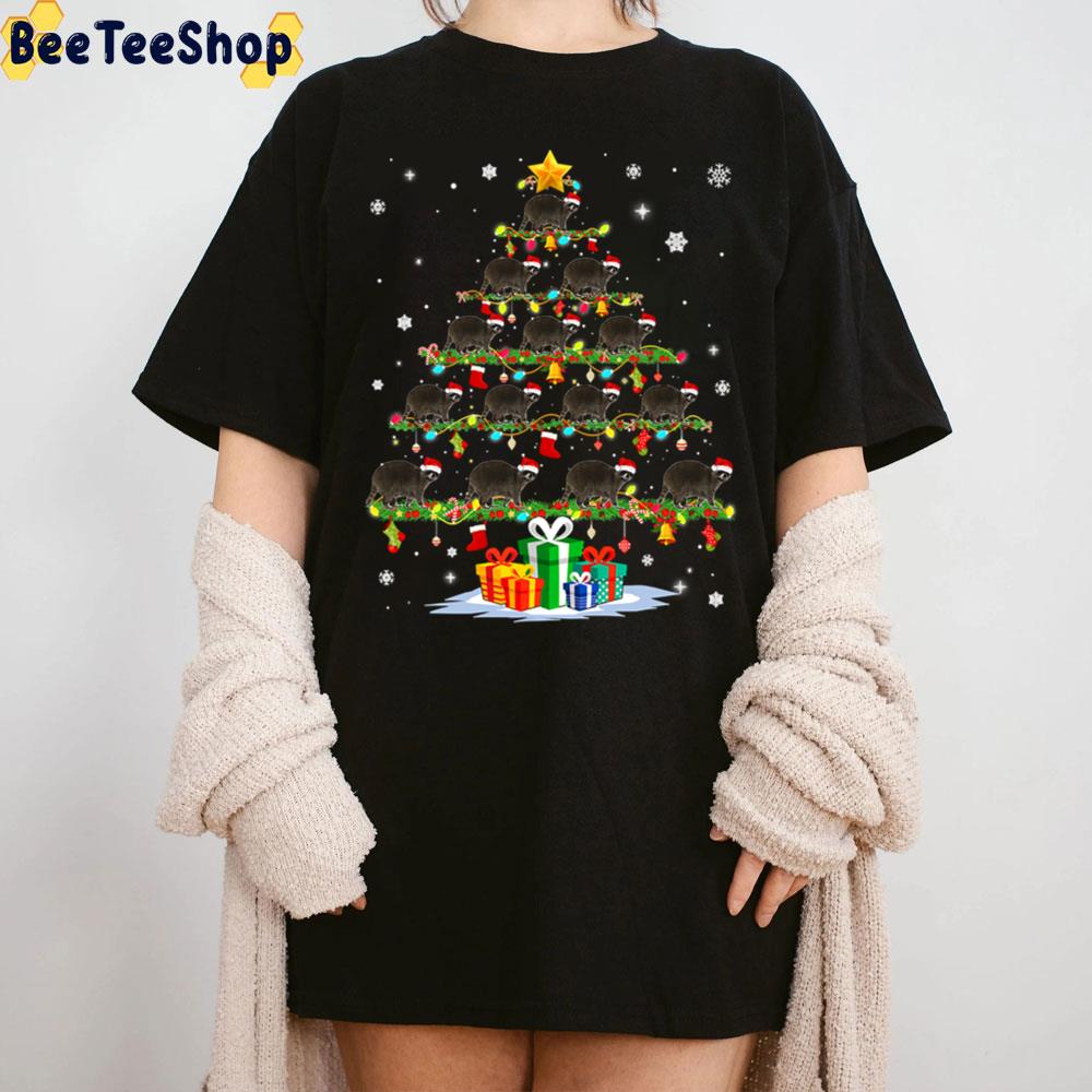 Tree Light Raccoon Lover Christmas Trending Unisex T-Shirt