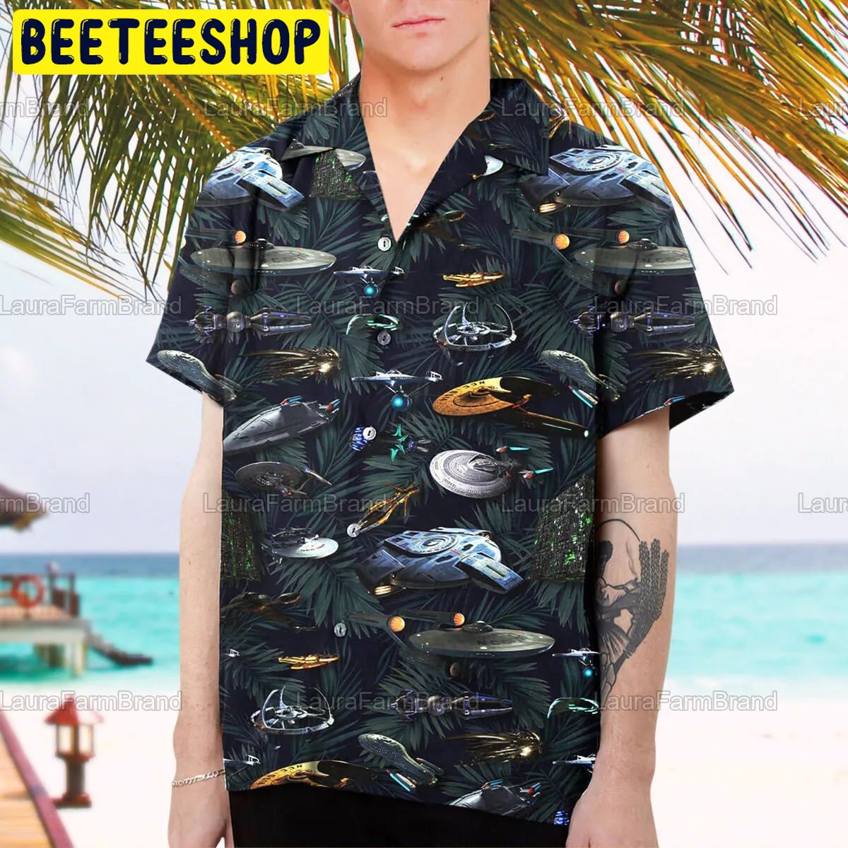 Trek Starships Beach Button Trending Hawaiian Shirt