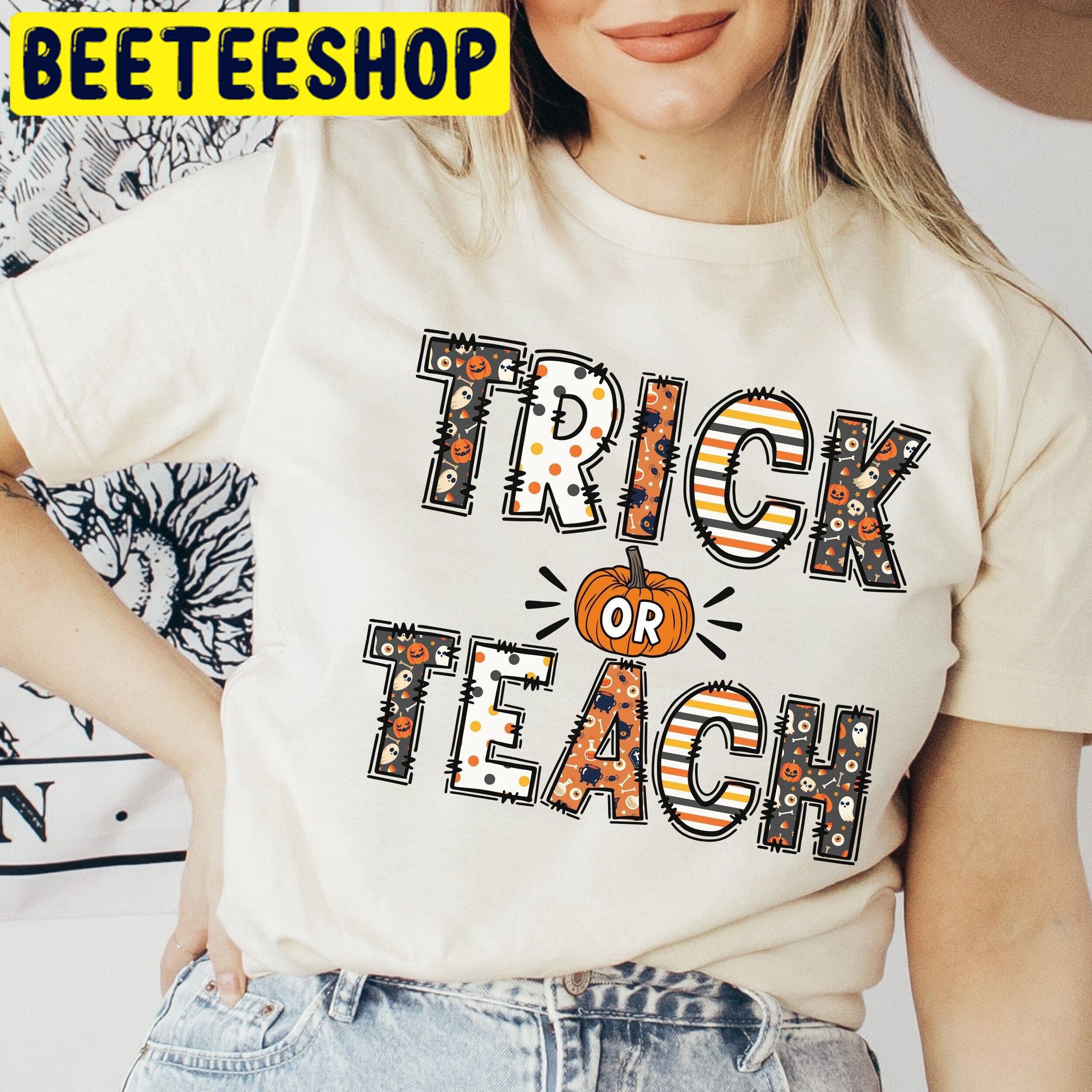 Trick Or Teach Retro Halloween Trending Unisex Shirt