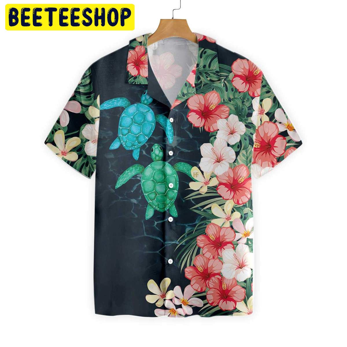 Tropical Sea Turtle And Flower Trending Hawaiian Shirt