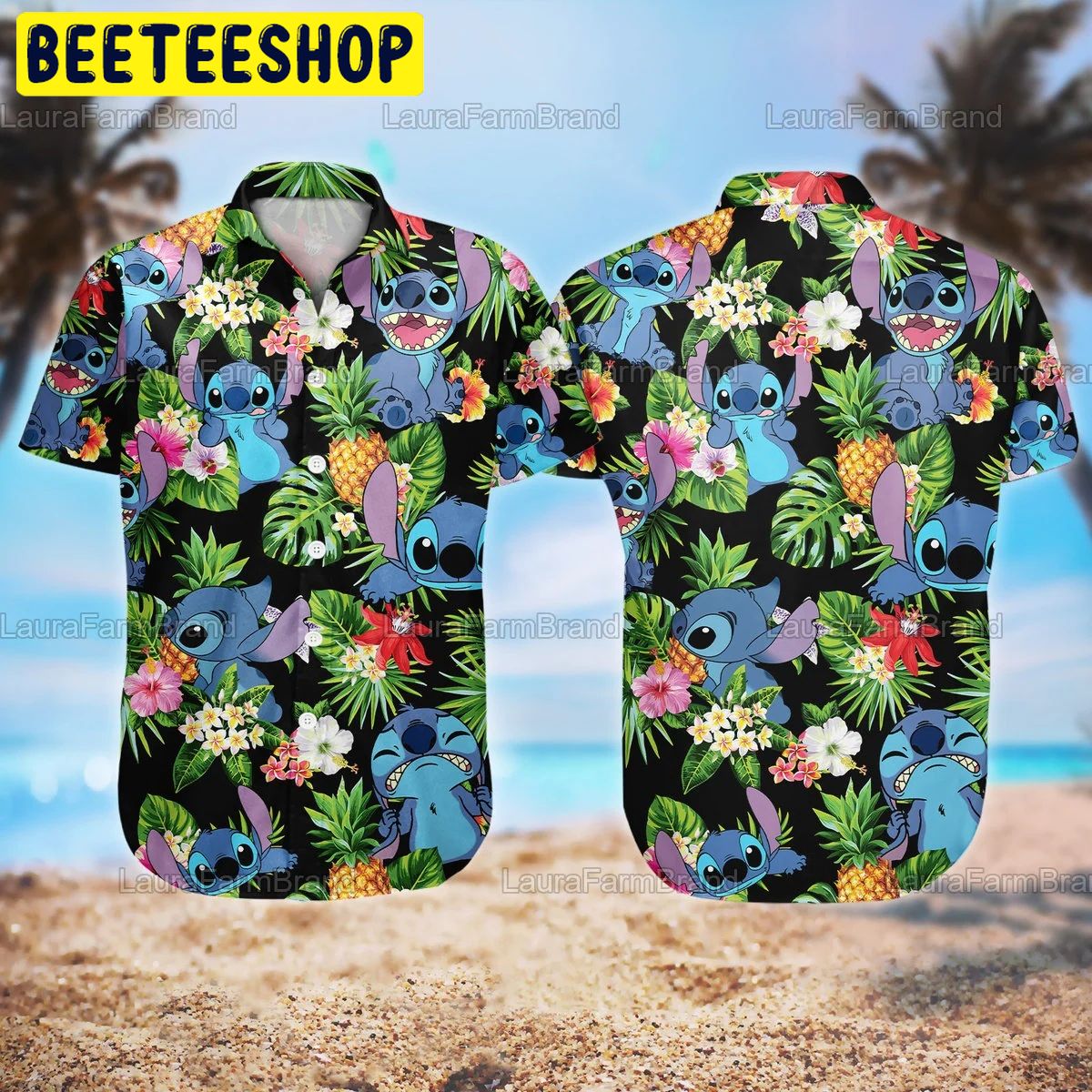 Tropical Stitch Ahola Beach Trending Hawaiian Shirt