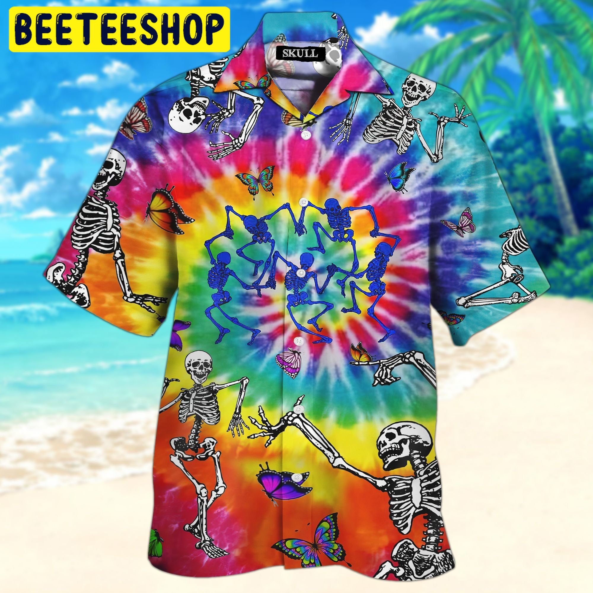 Tye Die Skull Trending Hawaiian Shirt