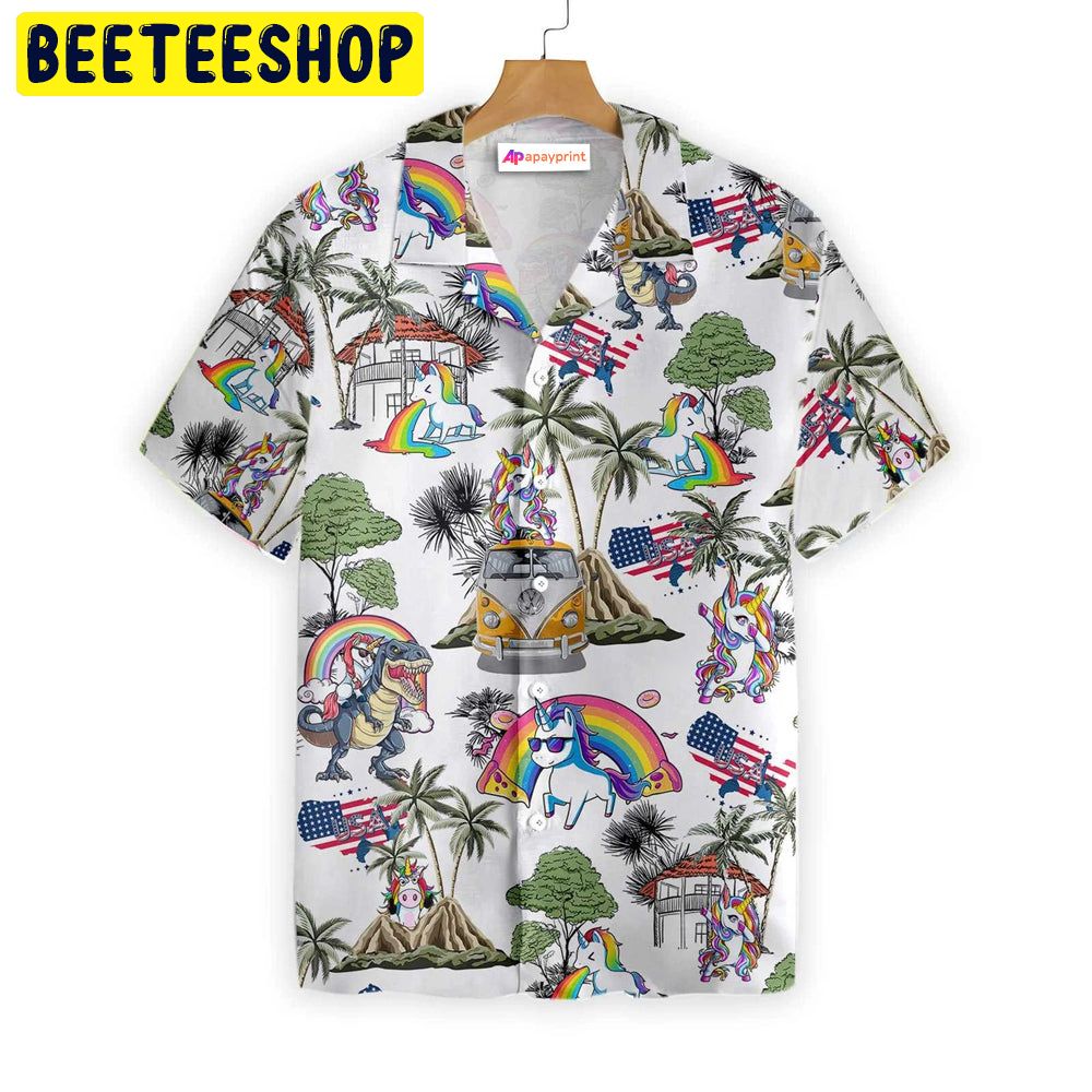 Unicorn American Flag Trending Hawaiian Shirt