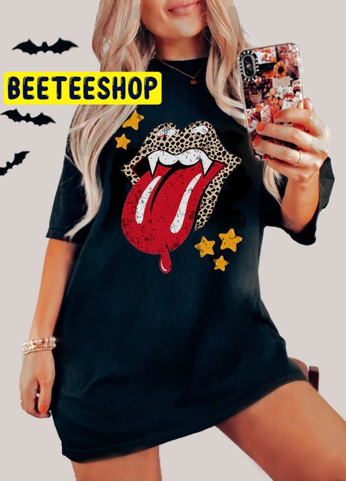 Vampire Lips Vintage Halloween Band Trending Unisex Shirt