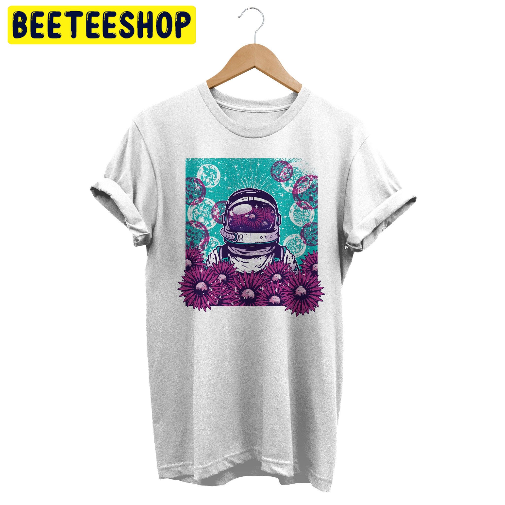 Vaporwave Astronaut Retro Floral Trending Unisex Shirt