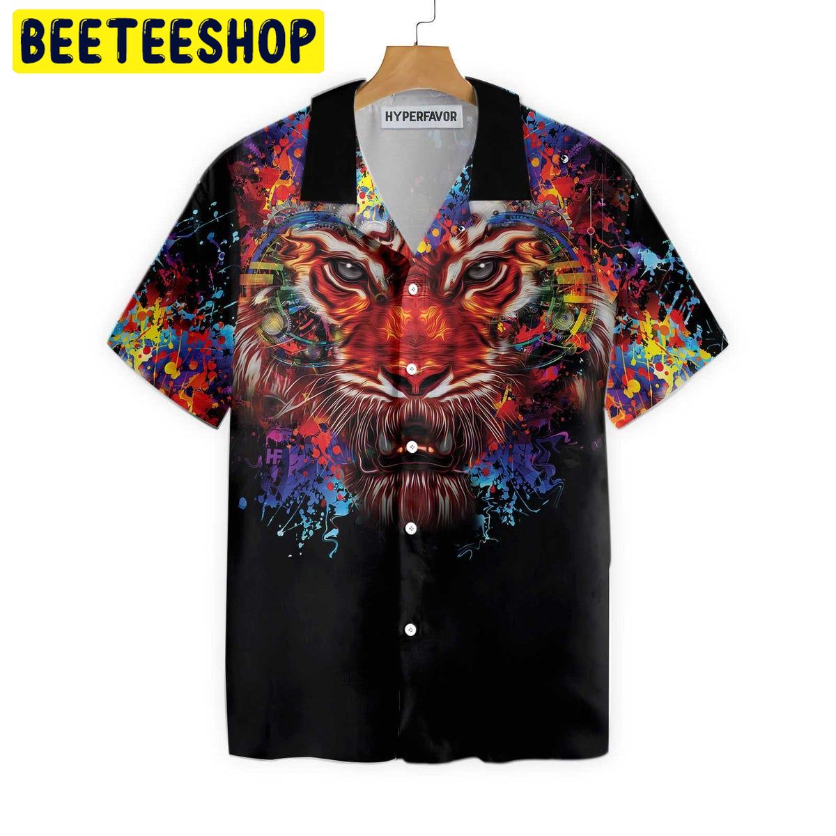 Vibrant Tiger Head Trending Hawaiian Shirt