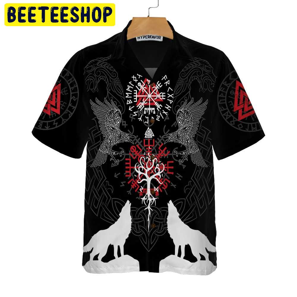 Viking Raven And Wolf Trending Hawaiian Shirt