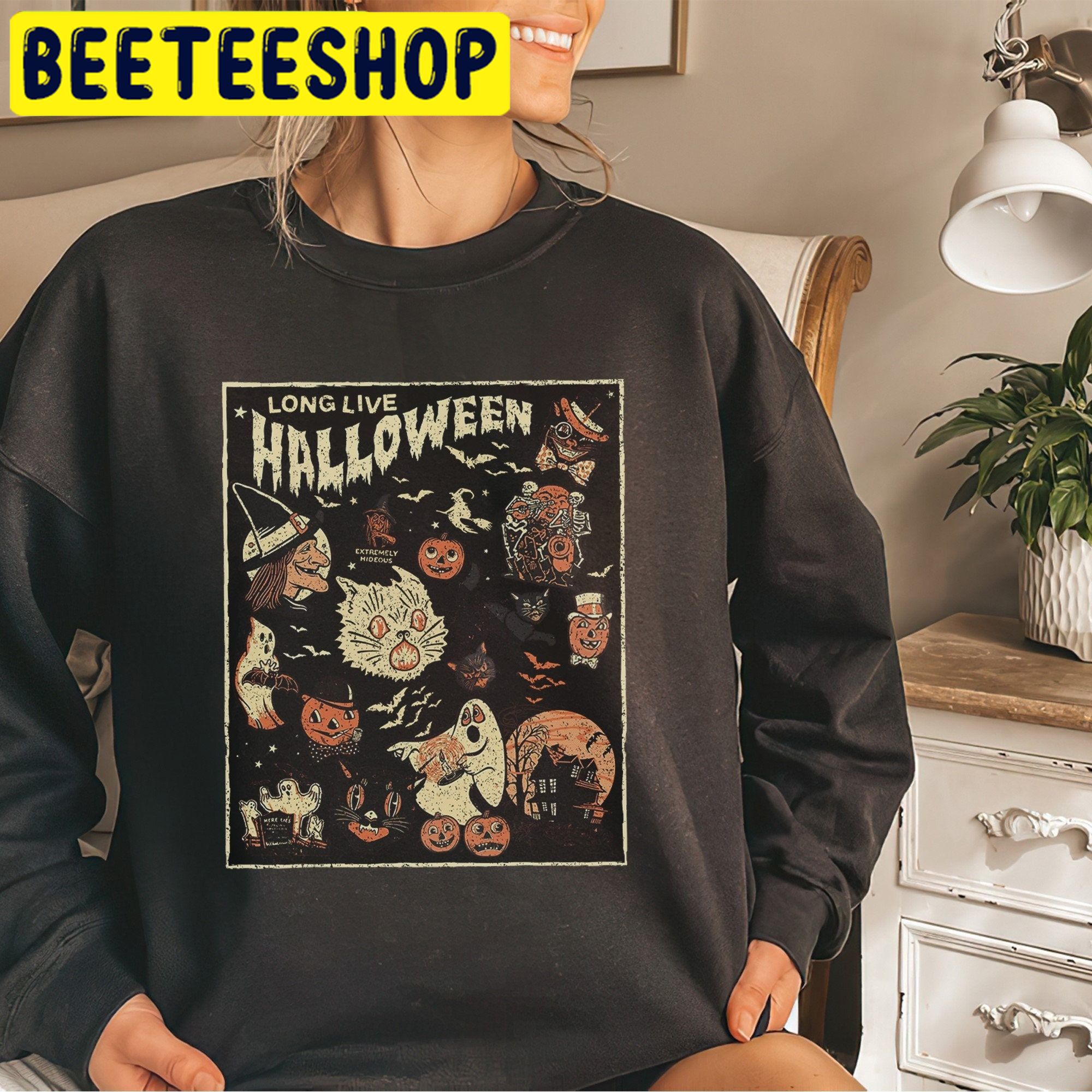 Vintage Black Cat HalloweenTrending Unisex Shirt