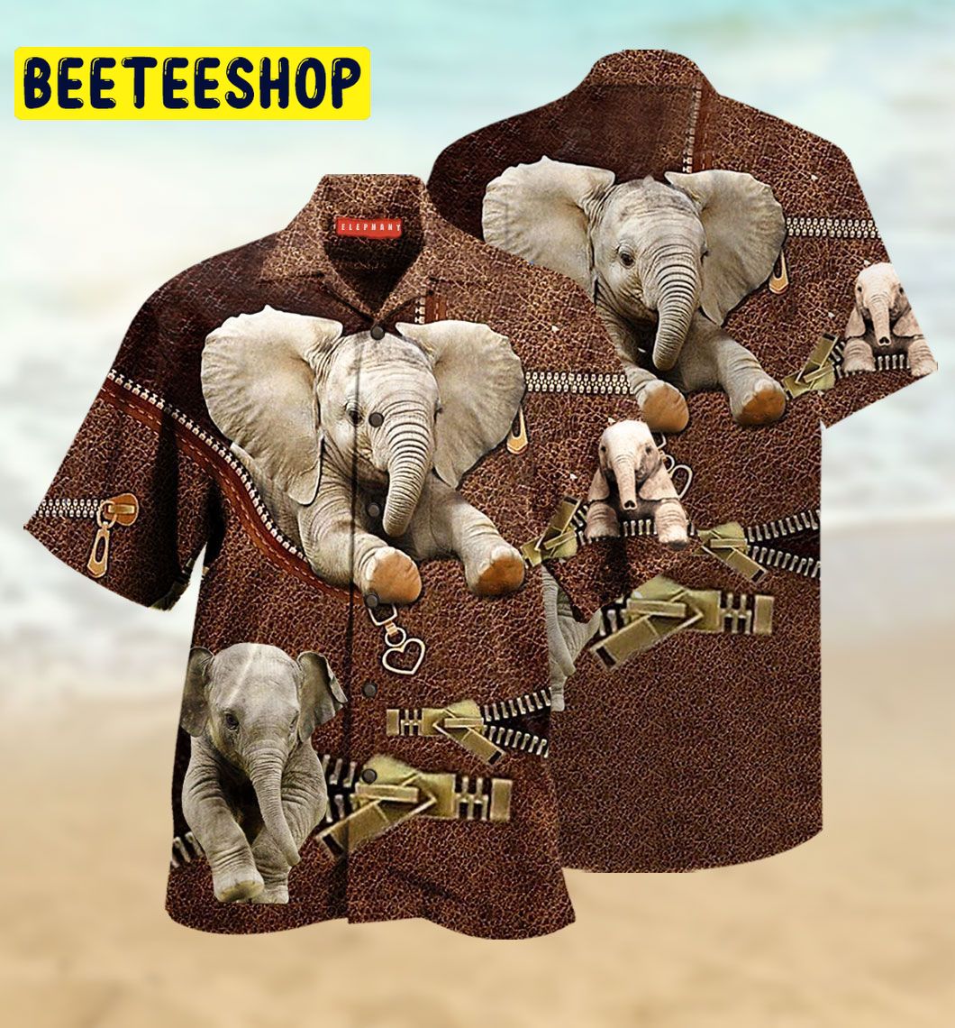 Vintage Elephant 3D All Over Printed Trending Hawaiian Shirt