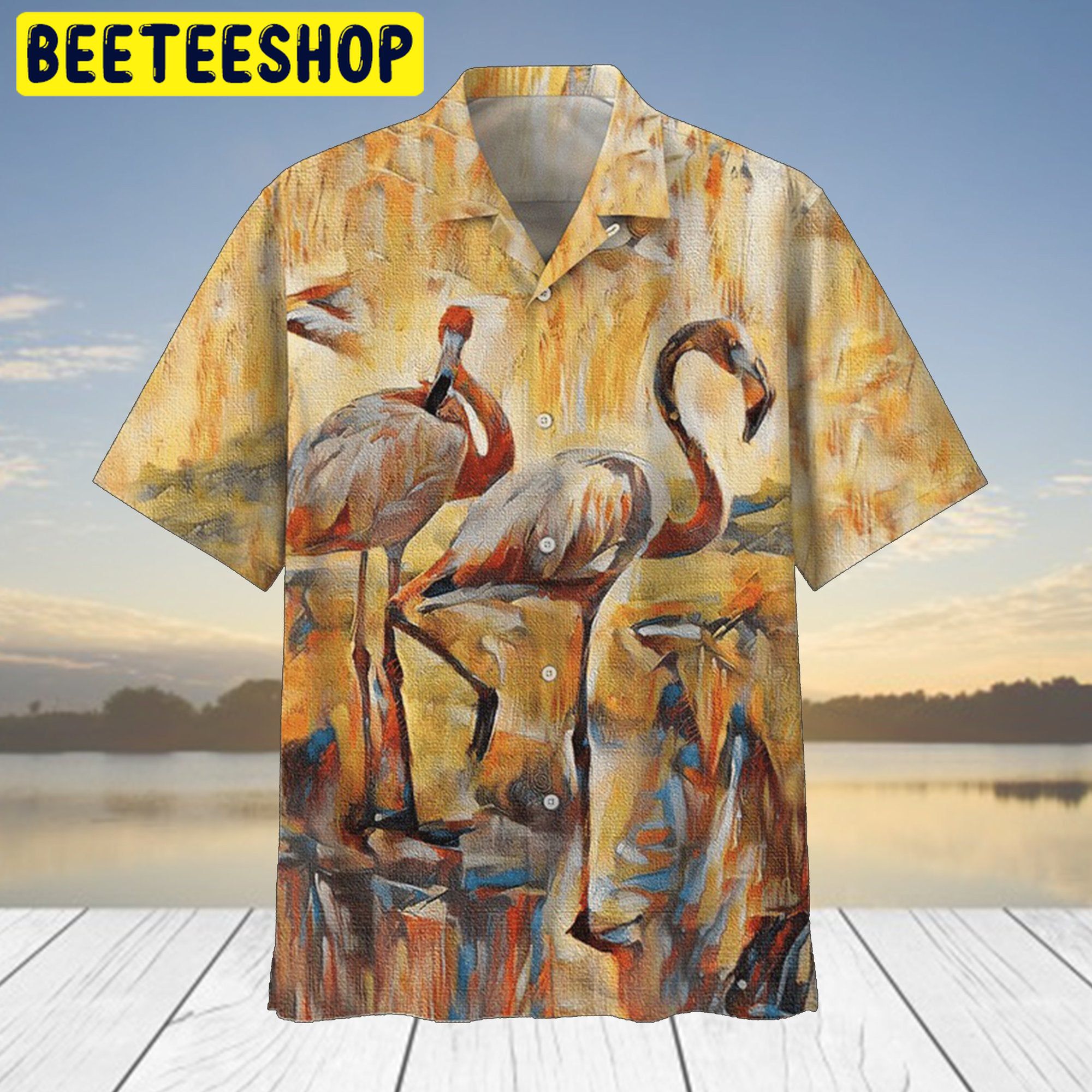 Vintage Flamingo 3D All Over Printed Trending Hawaiian Shirt