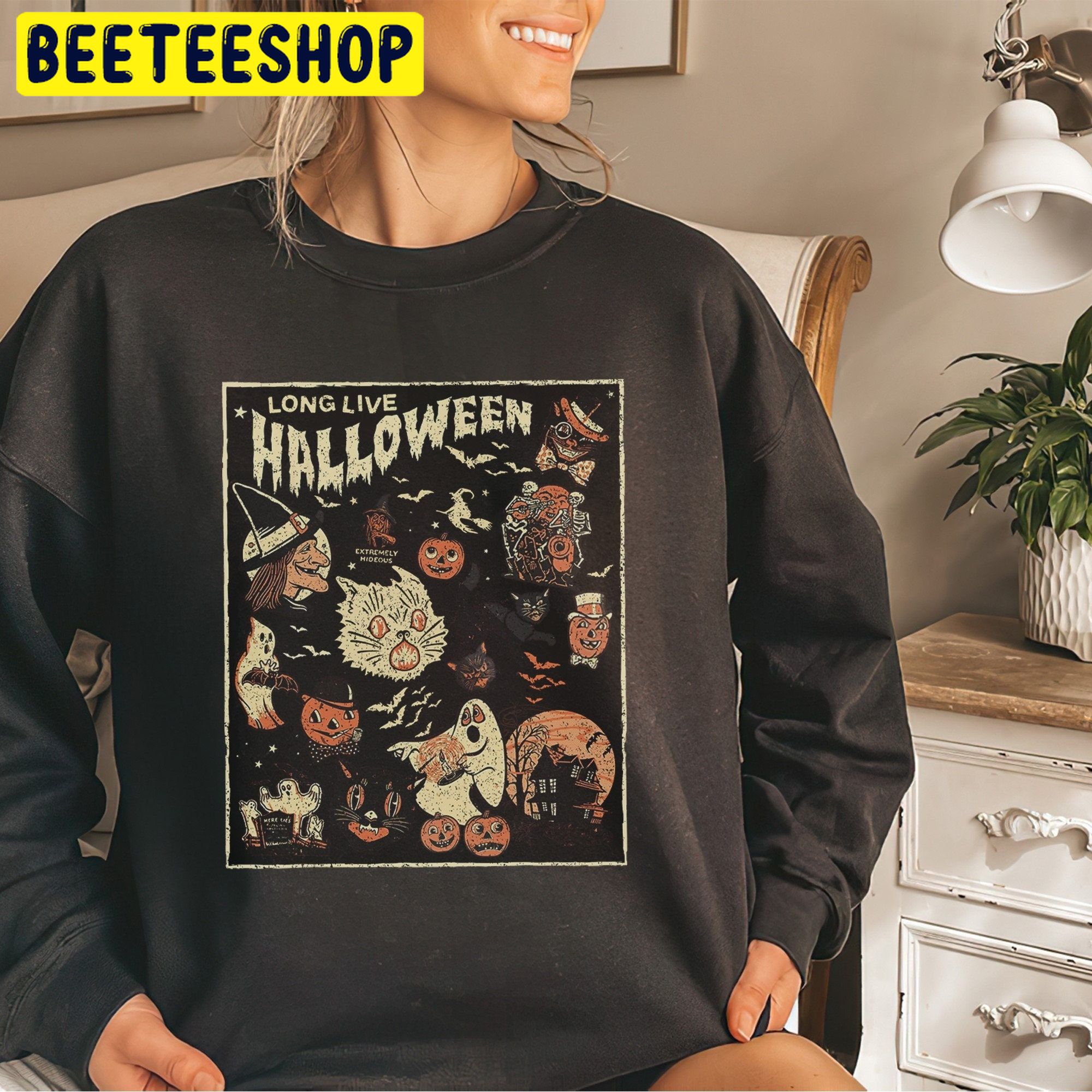 Vintage Halloween Black Cat Trending Unisex Shirt - Beeteeshop