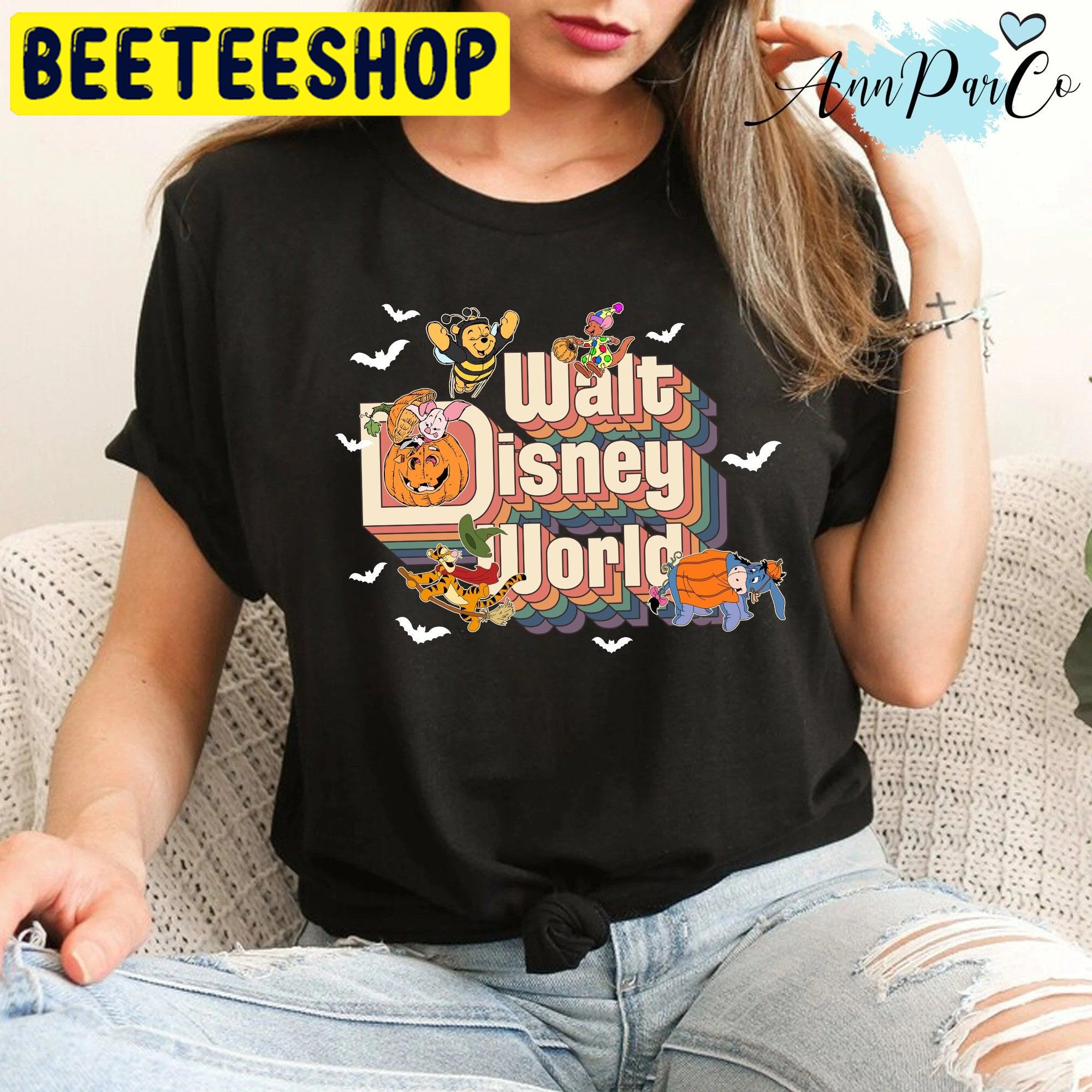 Vintage Retro Walt Disney World Pooh And Friends Halloween Trending Unisex Shirt