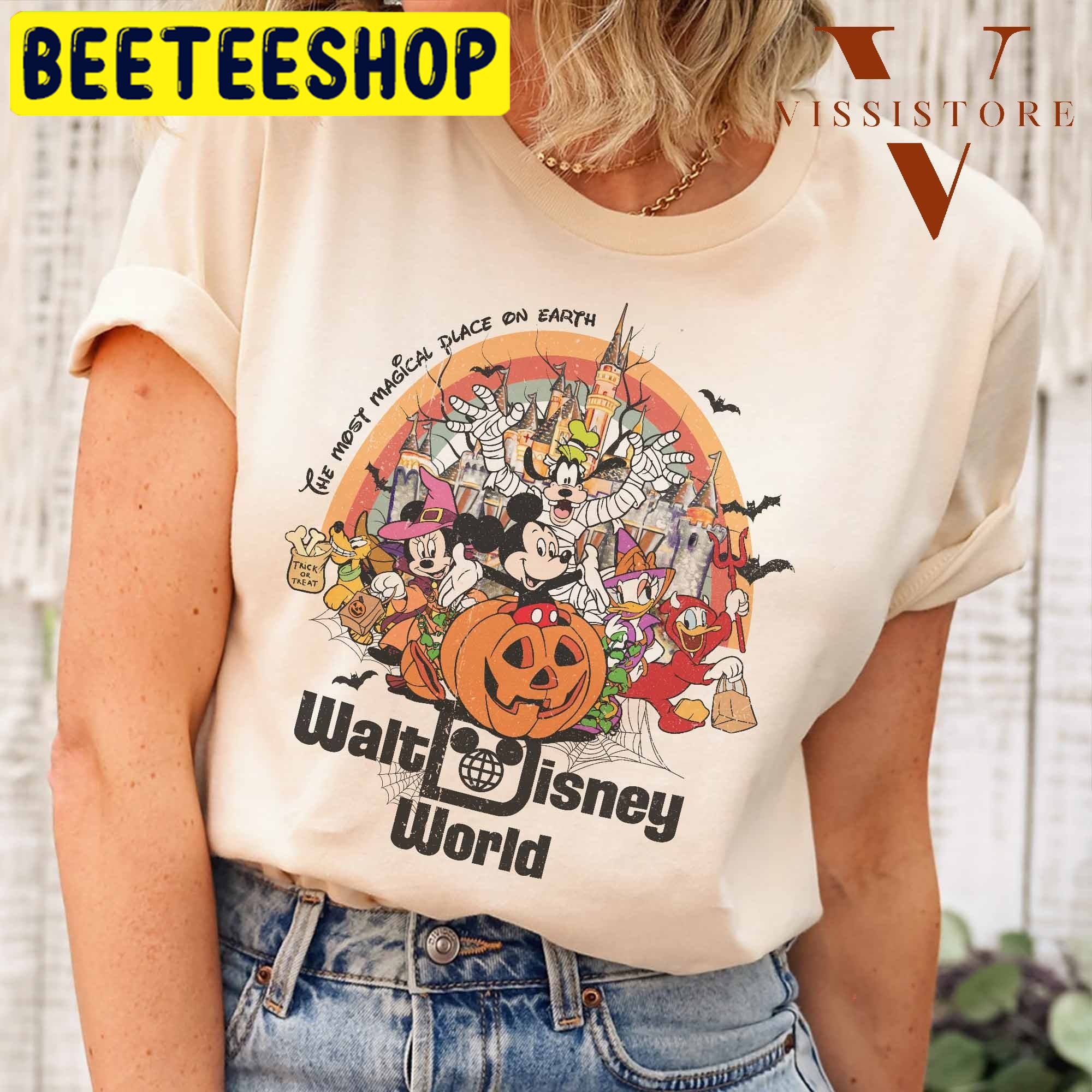 Vintage Walt Disney World Halloween Mickey And Friends HalloweenTrending Unisex Shirt