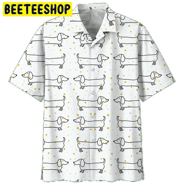 White Art Dachshund Trending Hawaiian Shirt