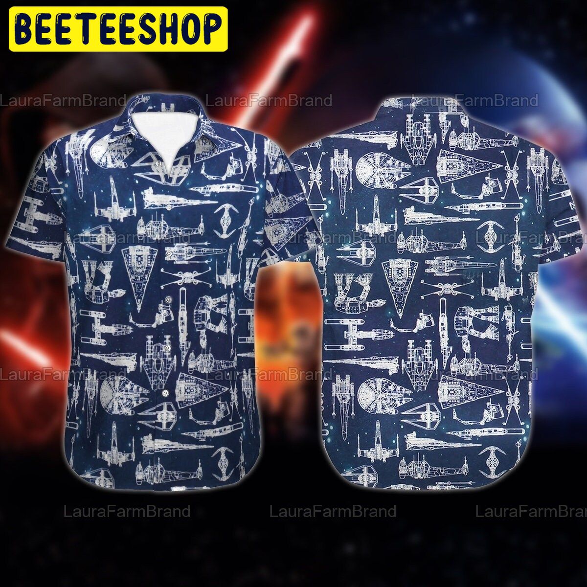 Whtie Pattern Star Wars Space Ship Battle Trending Hawaiian Shirt