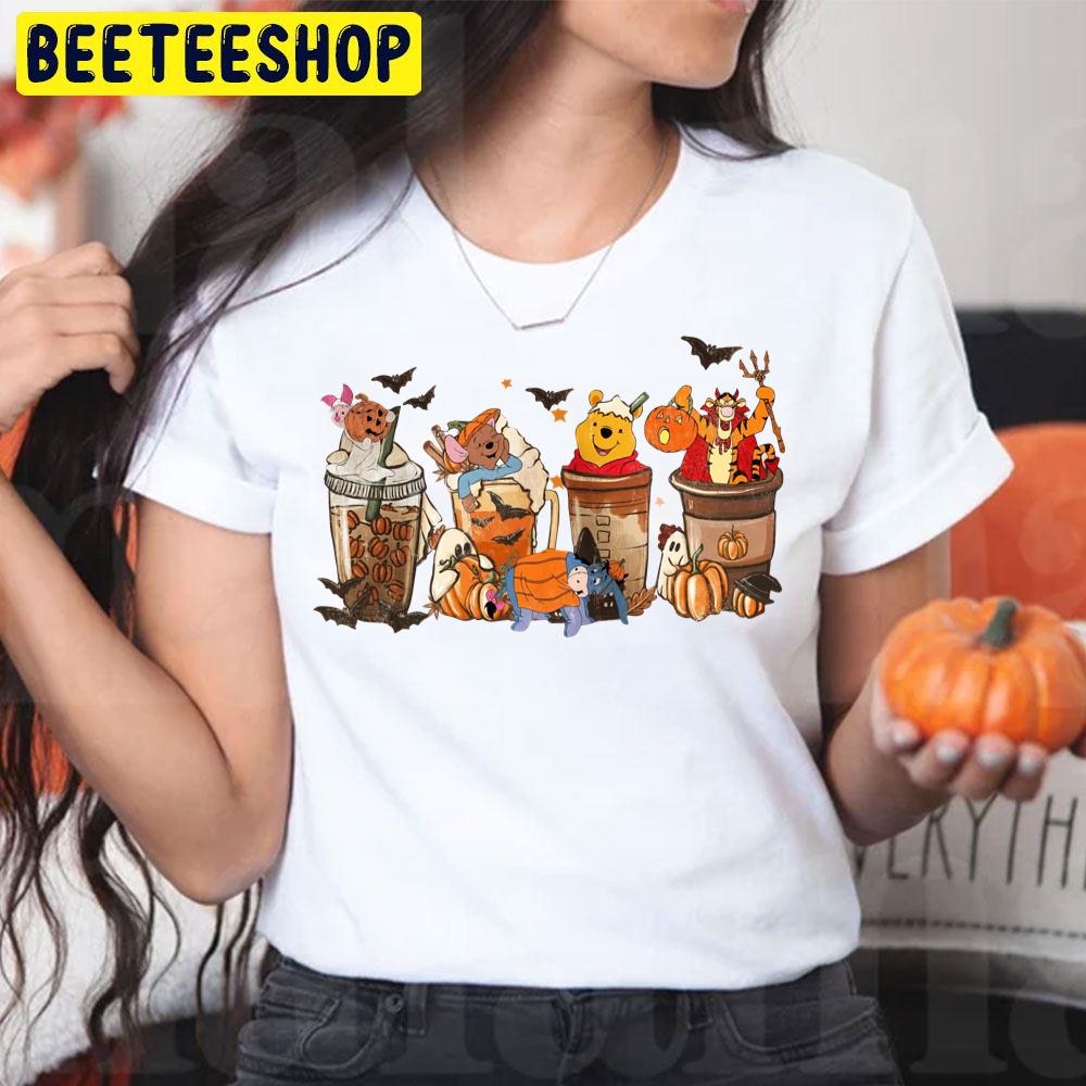 Winnie The Pooh Fall Coffee Cup And Pumpkin Halloween Trending Unisex T-Shirt