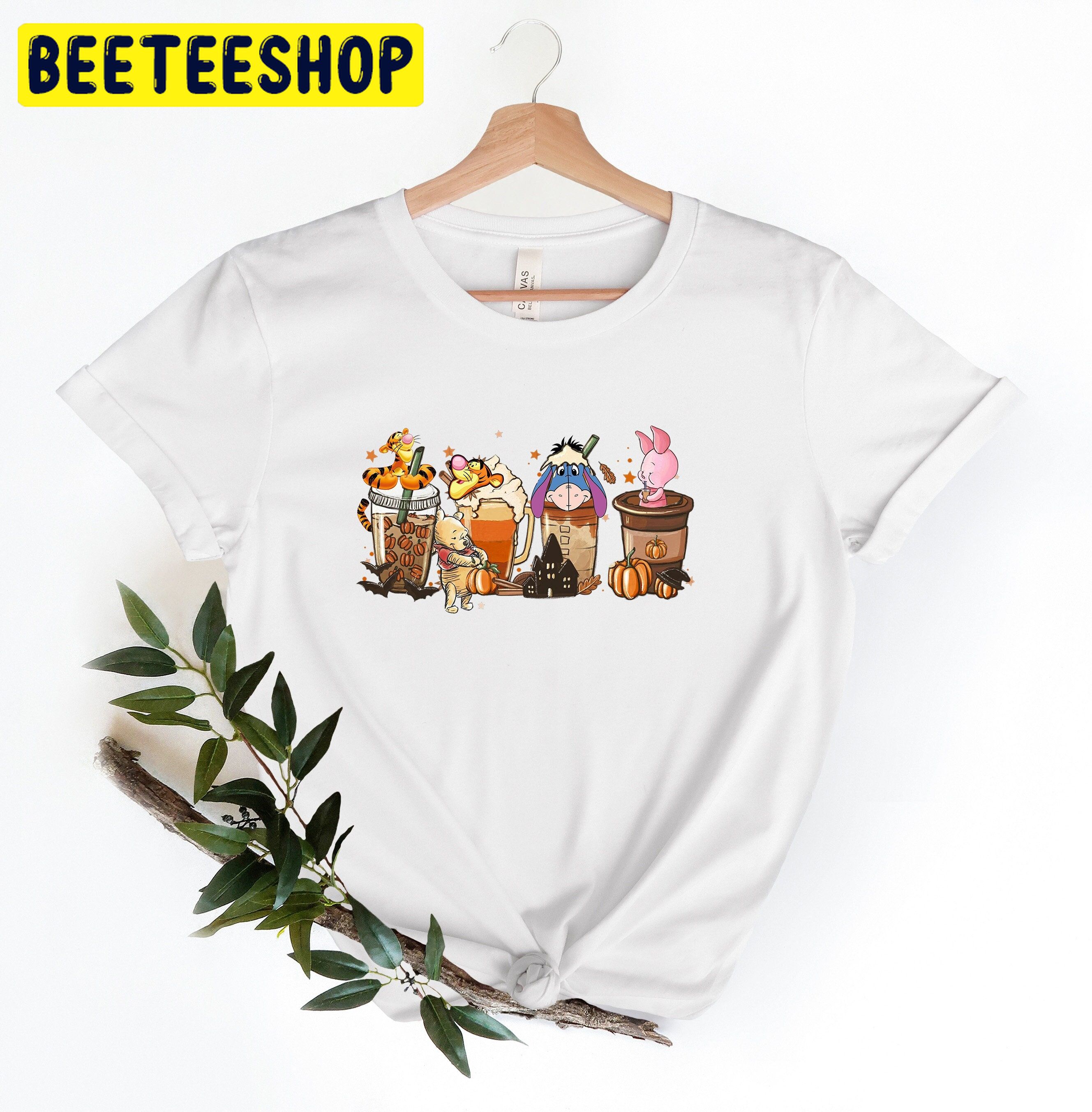 Winnie The Pooh Halloween And Friend Latte Trending Unisex Shirt