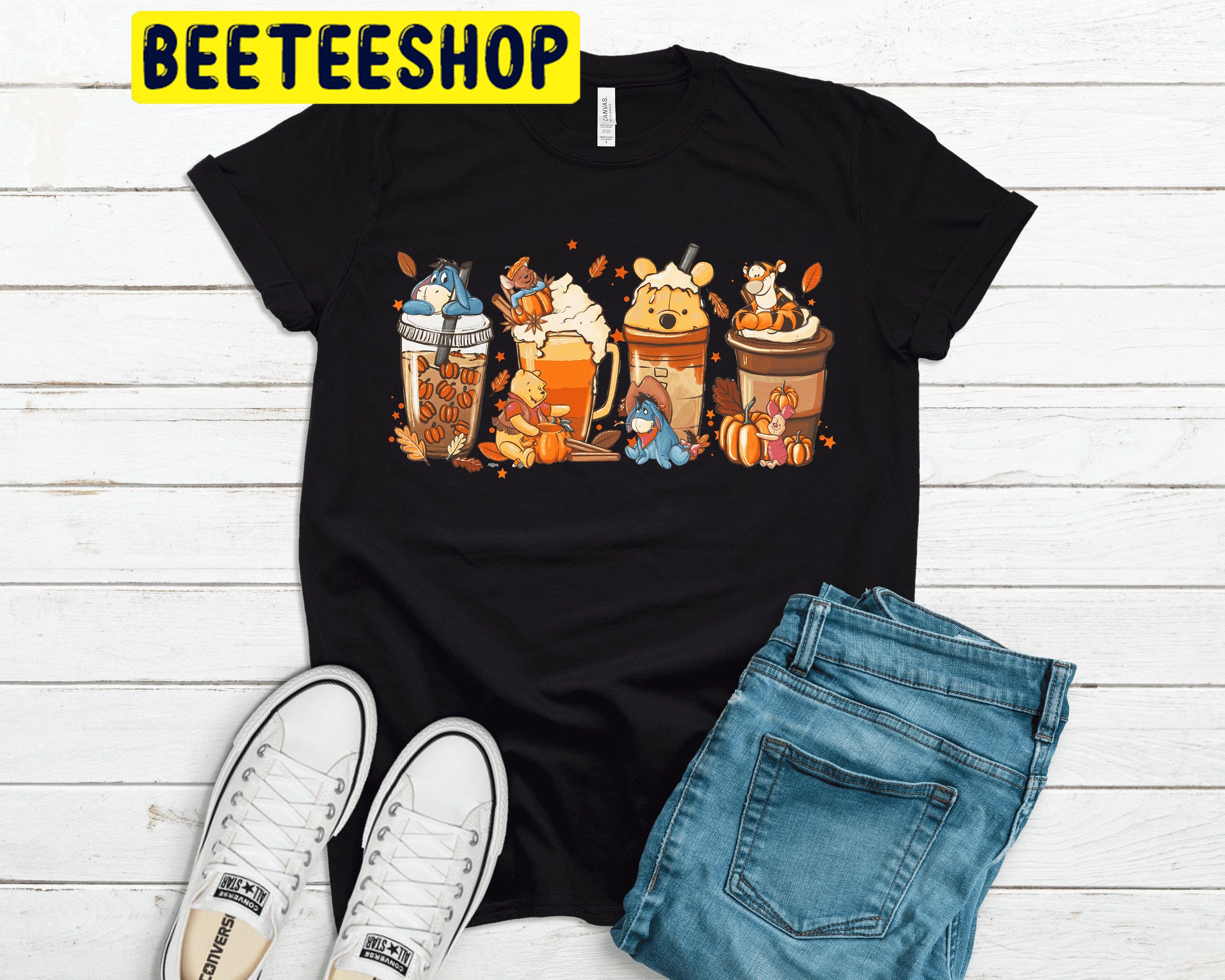 Winnie The Pooh Latte Cup Fall Season Halloween Trending Unisex Shirt