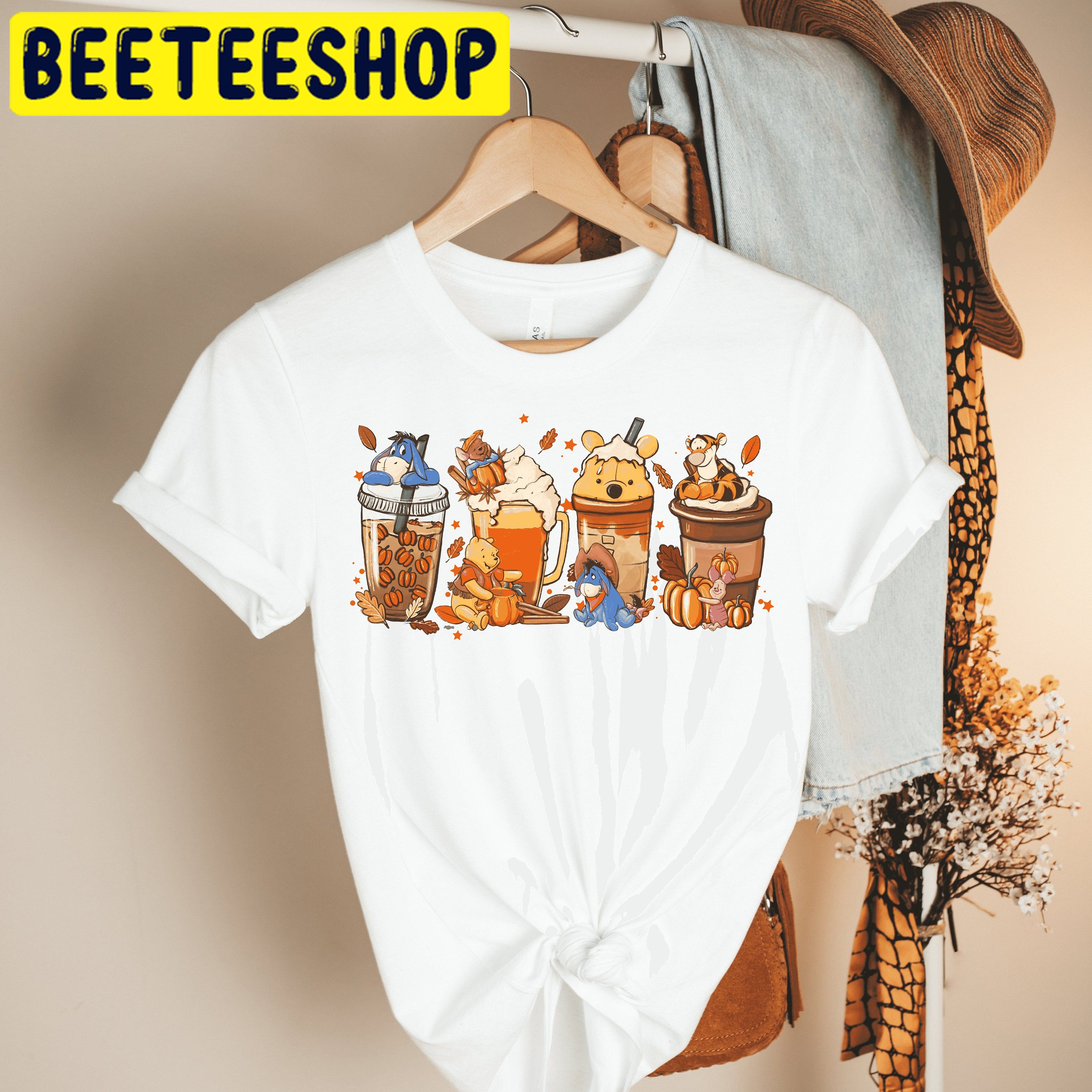 Winnie The Pooh Latte Cup Fall Season Halloween Trending Unisex Shirt