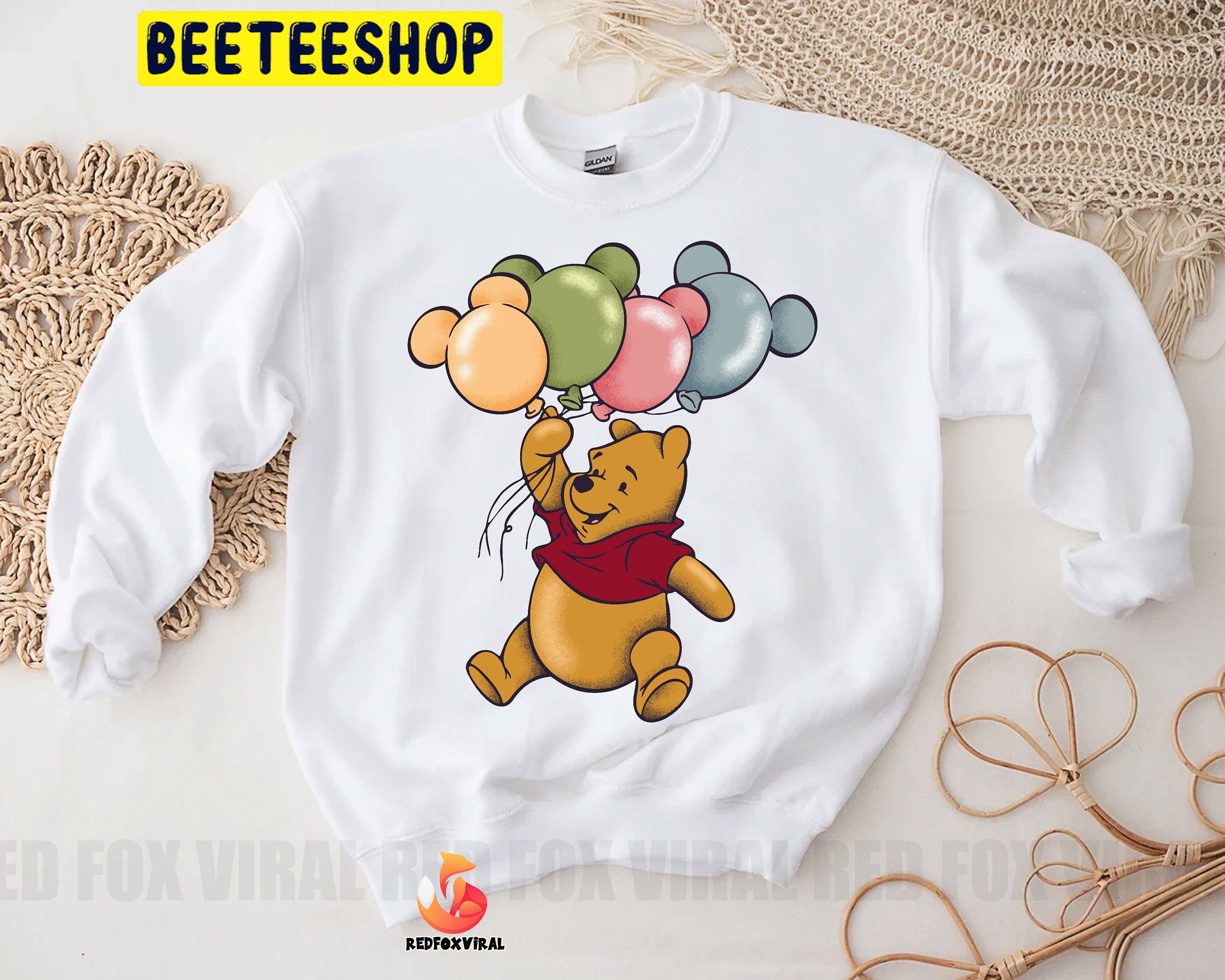 Winnie The Pooh Mickey Ears Balloon Halooween Trending Unisex Shirt