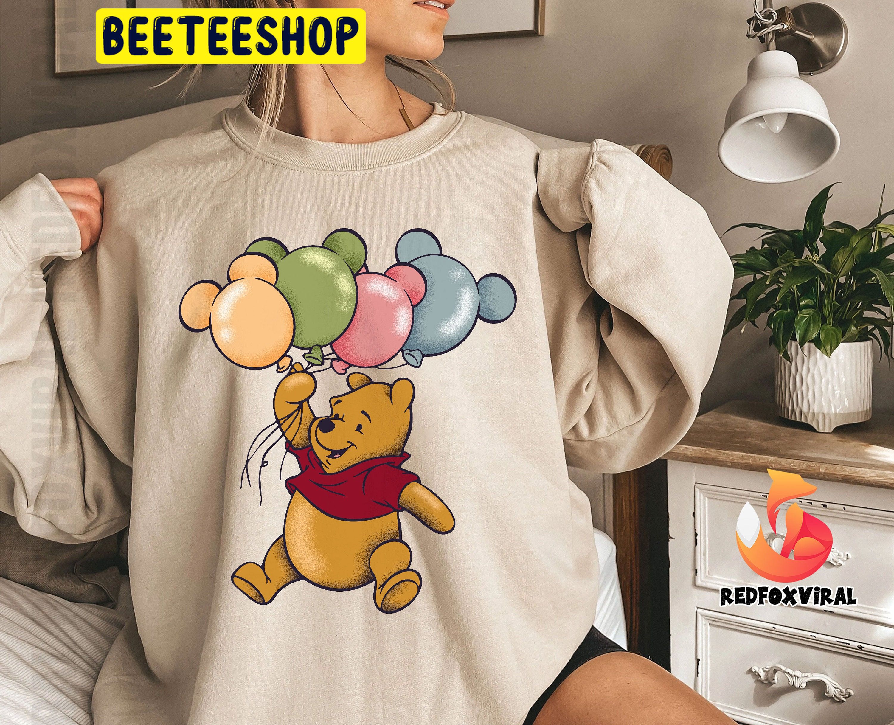 Winnie The Pooh Mickey Ears Balloon Halooween Trending Unisex Shirt