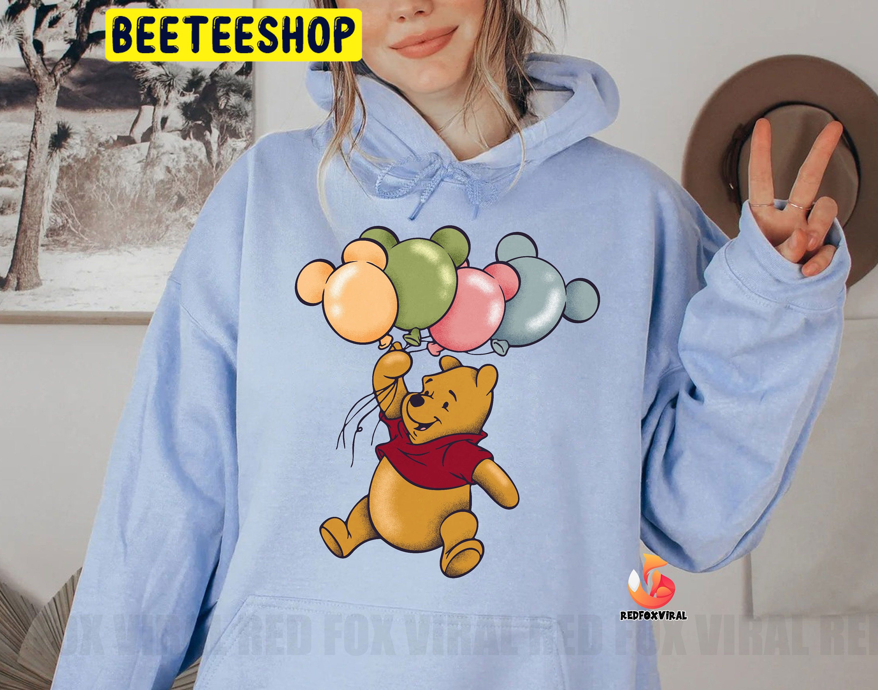 Winnie The Pooh Mickey Ears Balloon Halooween Trending Unisex Shirt