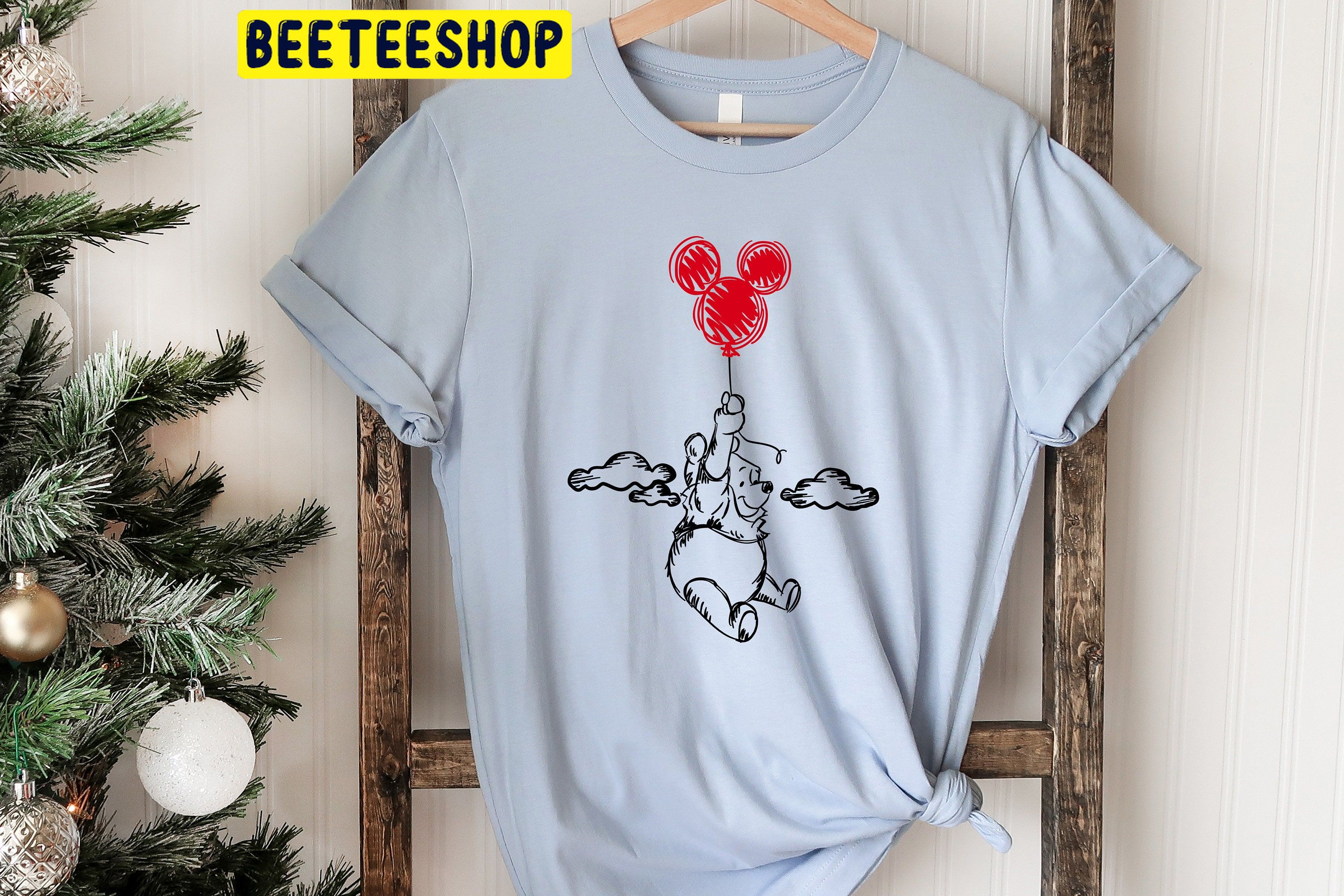 Winnie The Pooh Mickey Red Balloon Trending Unisex Shirt