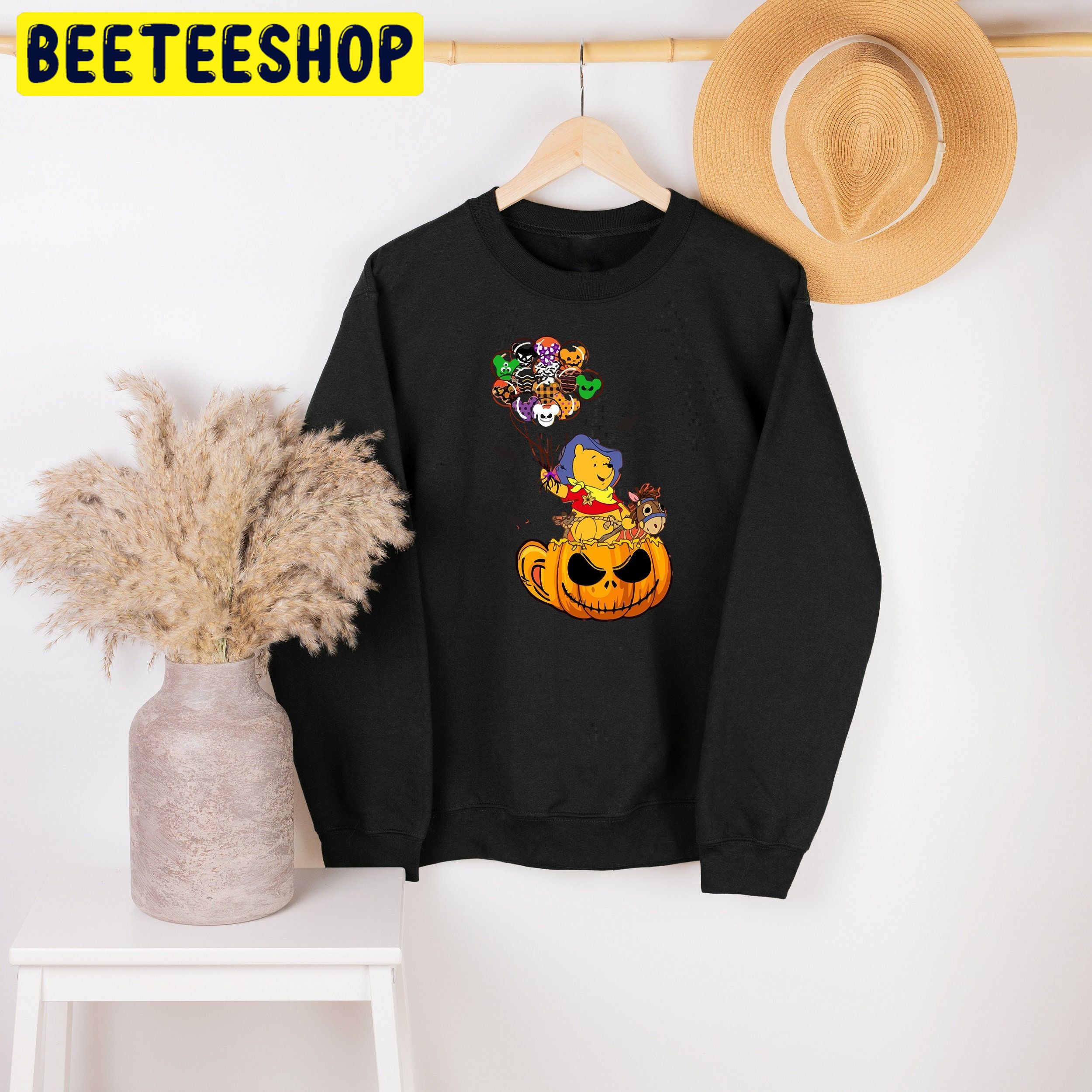 Winnie The Pooh On Pumkin Cup Halloween Trending Unisex Shirt